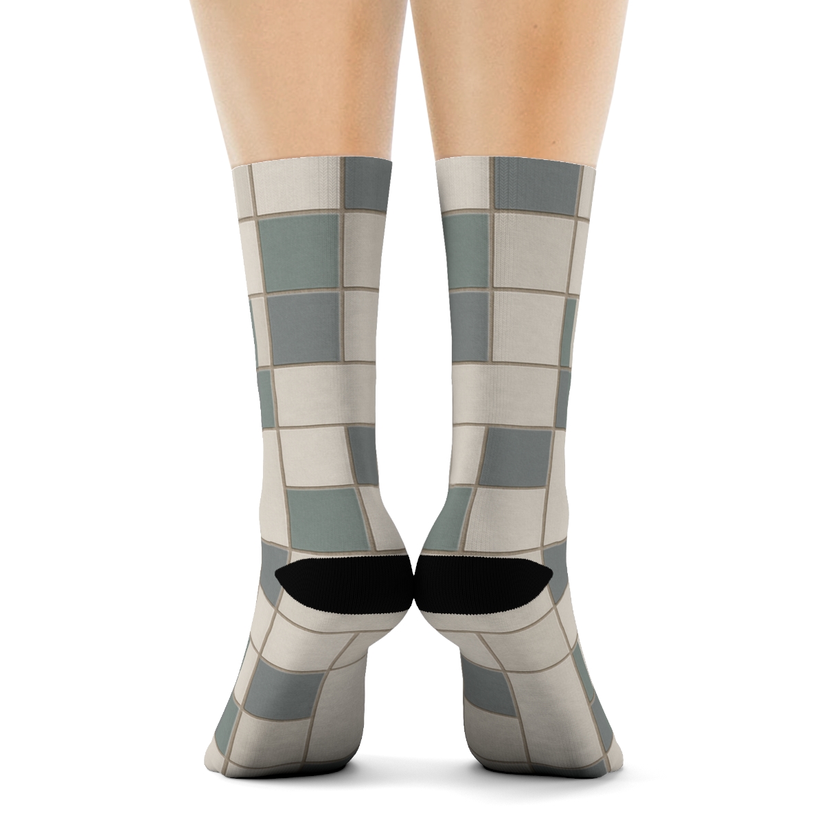 Mini Grid Drift designer printed crew socks