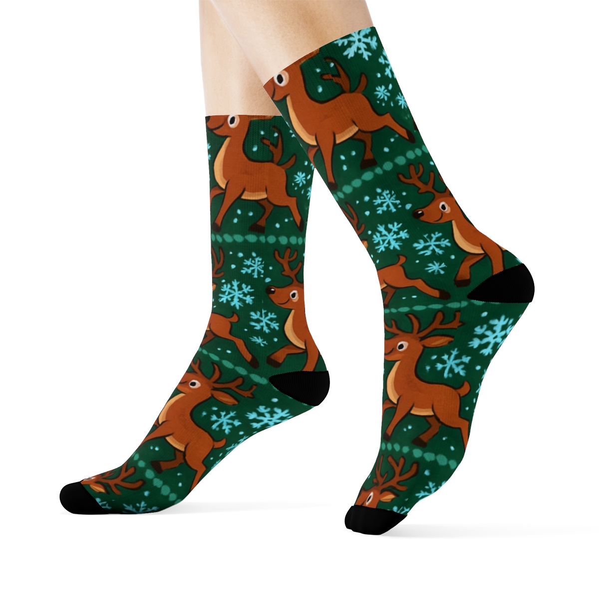 Aurora Trail Reindeer Tessellation custom crew socks