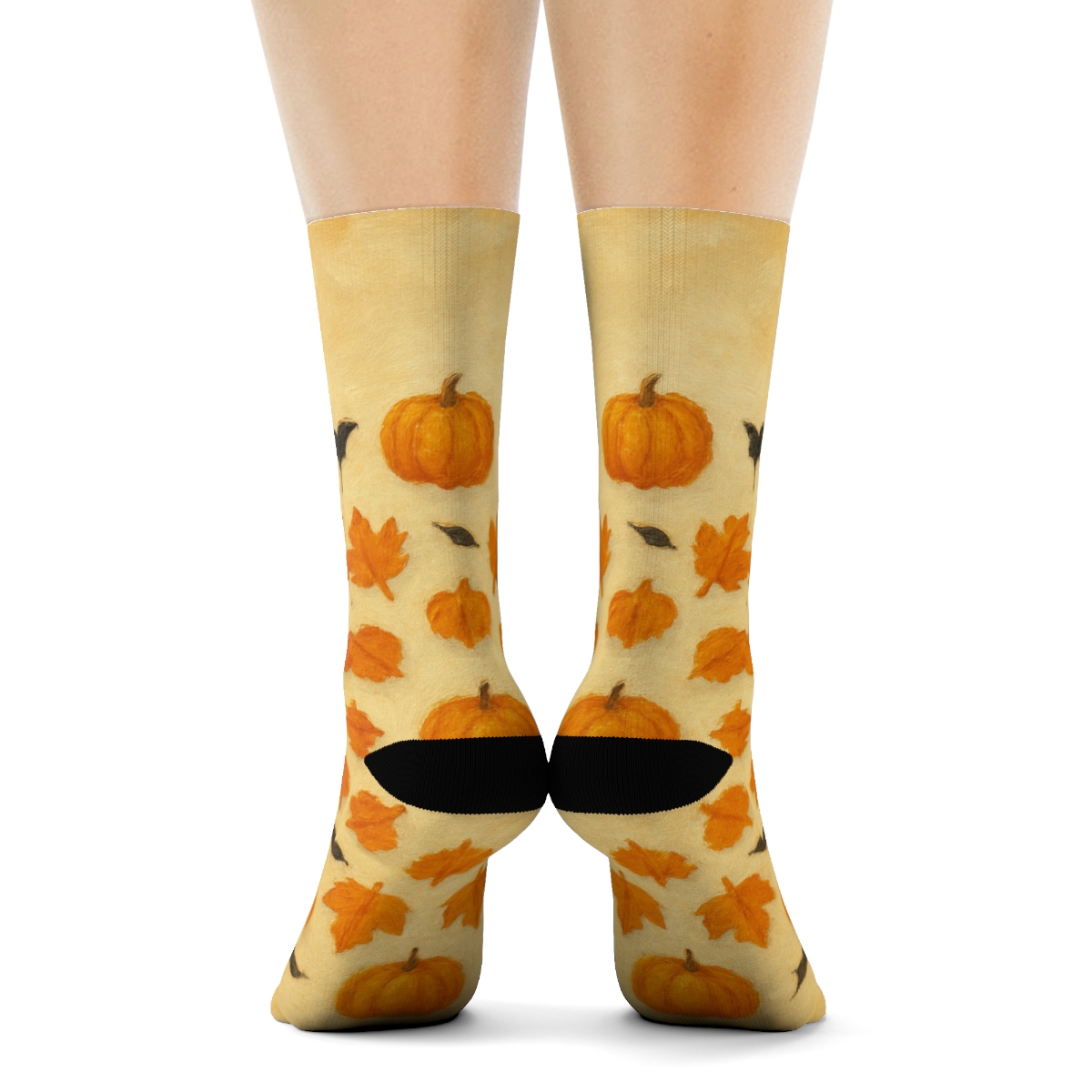 Harvest Moon Radial Pumpkin Ring On Neutral Background soft everyday crew socks