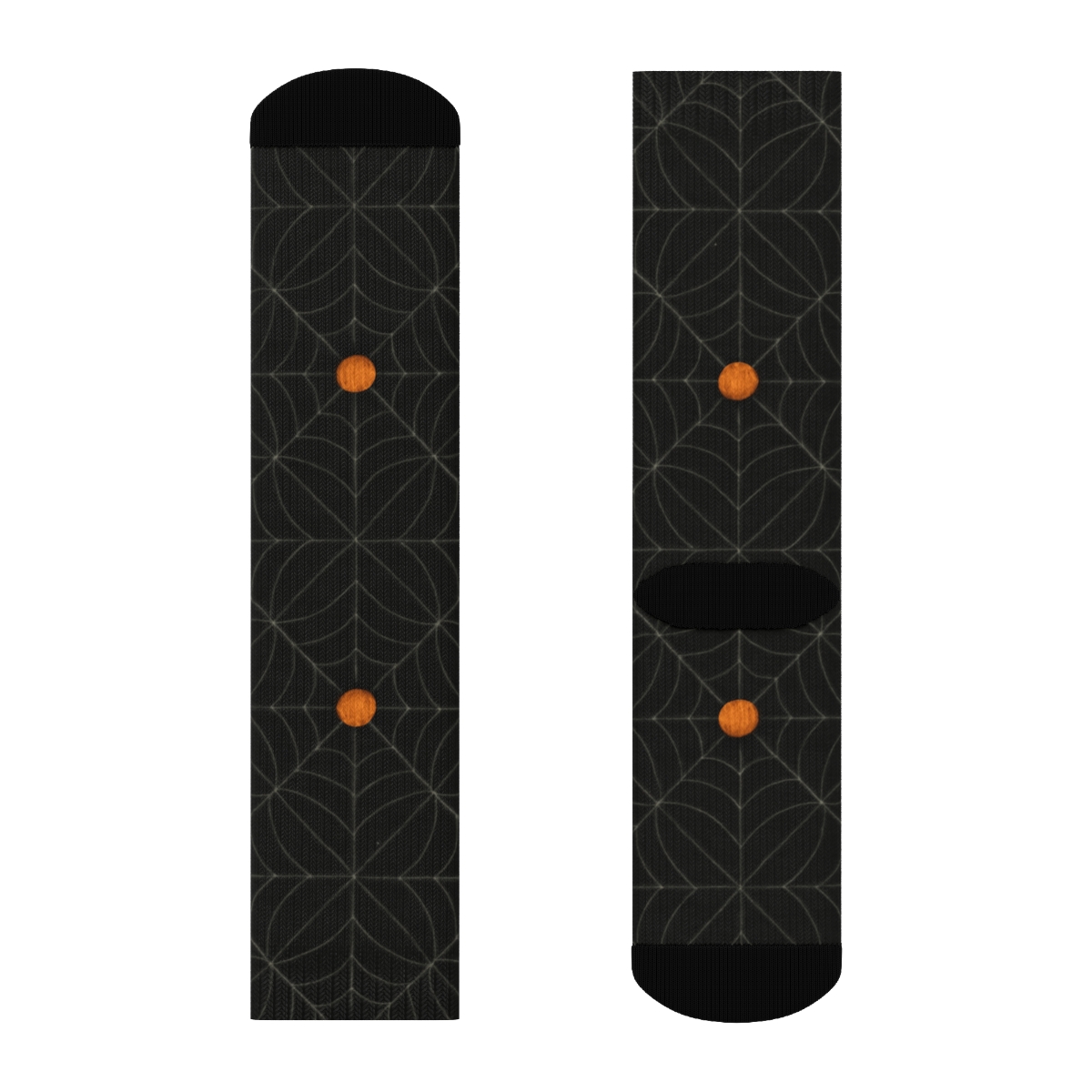 Spider Web Overlay With Orange Pumpkin Nodes On Black Background stylish athletic crew socks