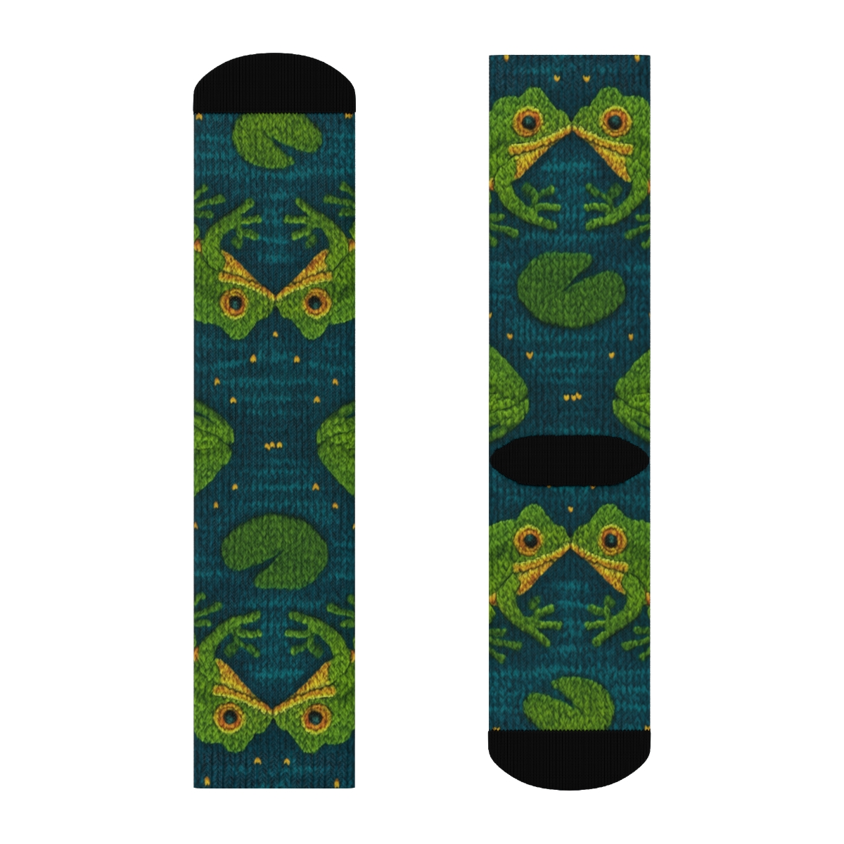 Knit Illusion Pond Tiles, Frog Edition stylish athletic crew socks