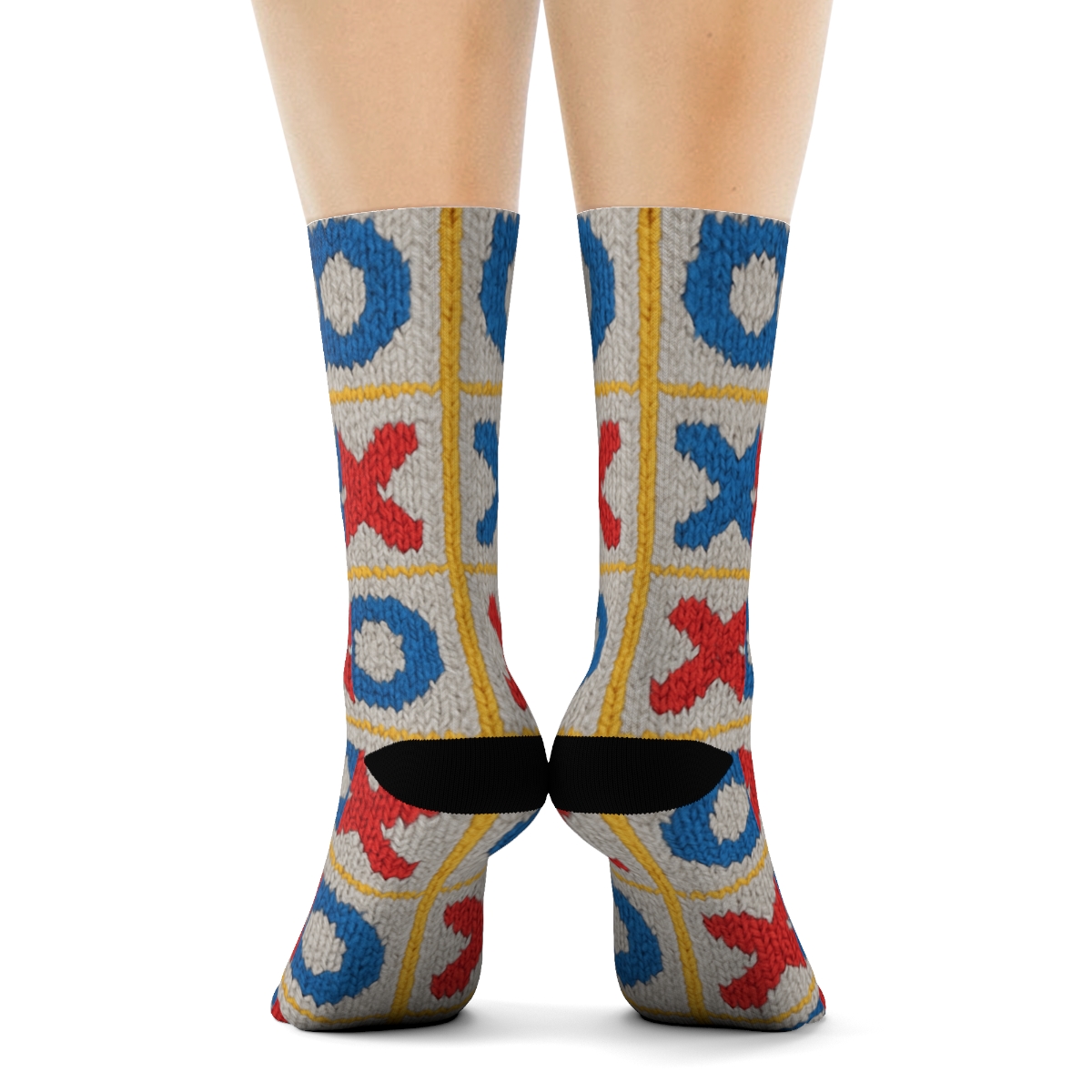 Tic Tac Toe Knit Illusion With Valentines Xo Icons premium sports crew socks