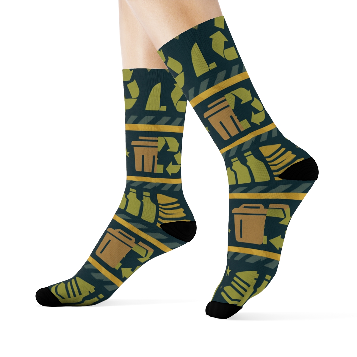 Industrial Collage Pattern Bands With Recycling Plant Worker custom crew socks
