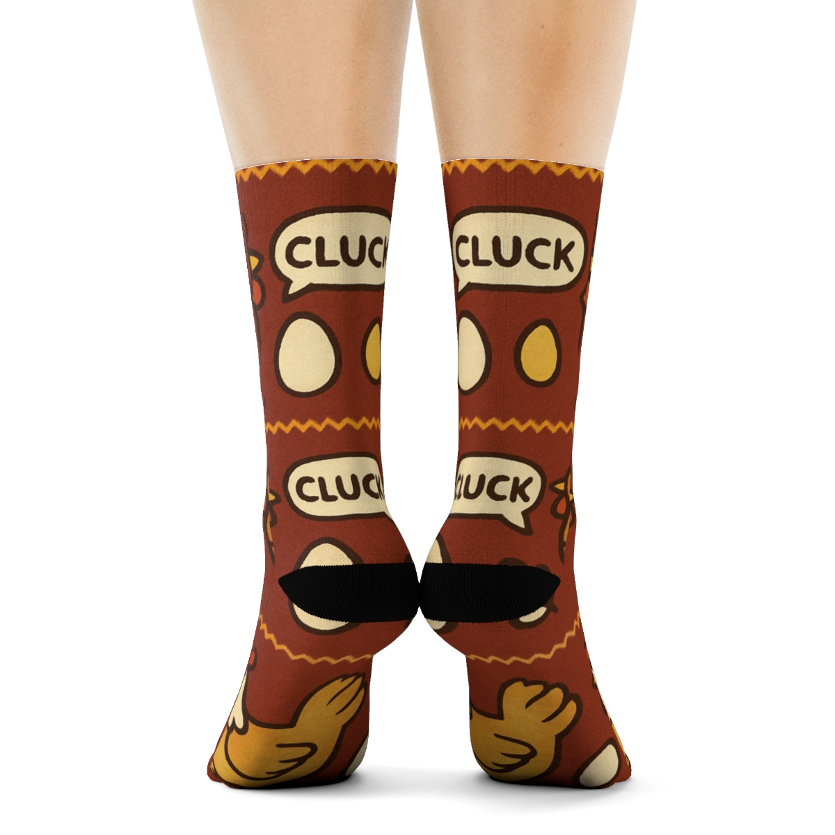 Market Banner Stripes With Chicken Motifs trendy patterned crew socks