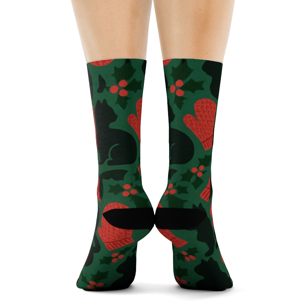 Mittens And Cat Silhouette Tessellation custom crew socks