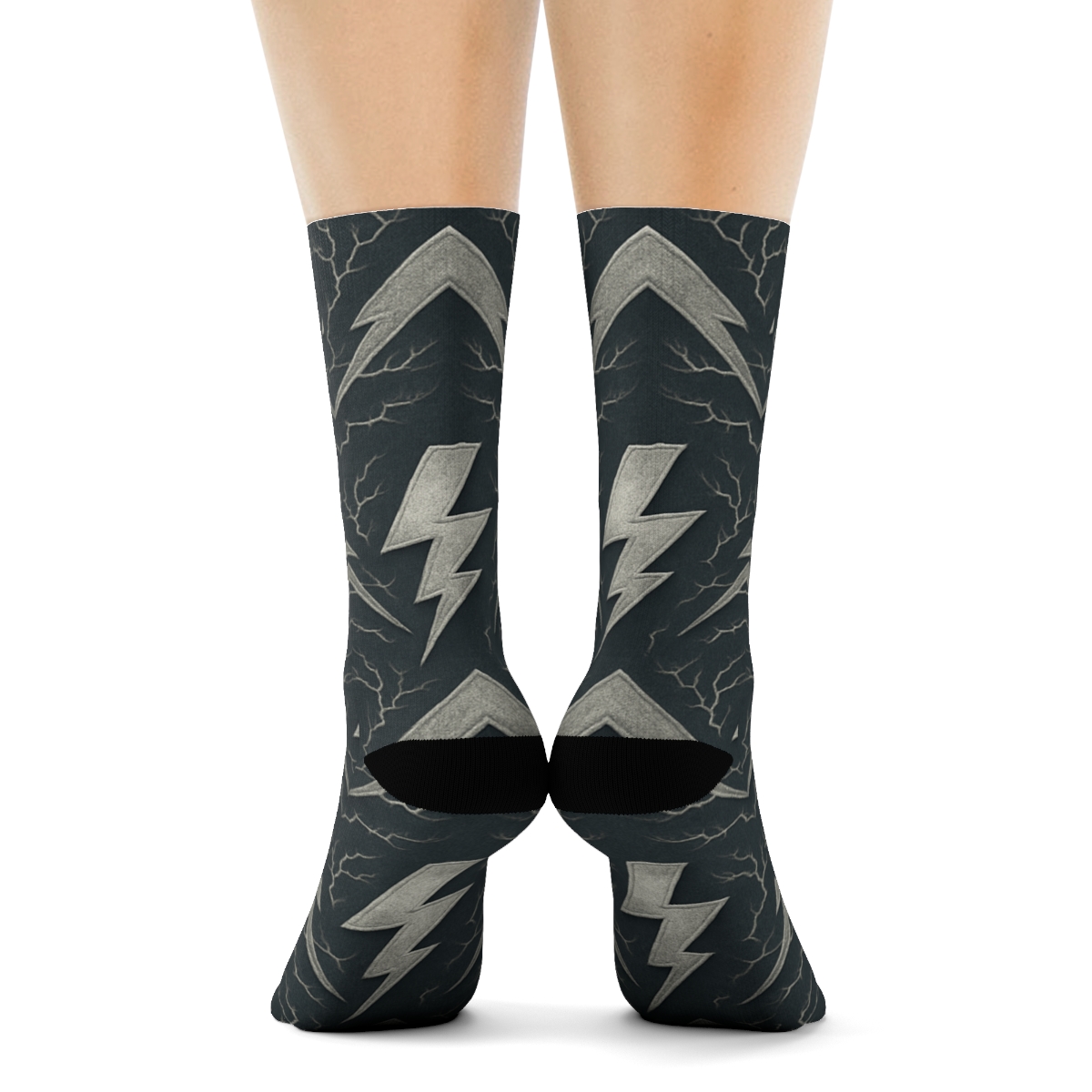 Fractal Chevron Silver premium sports crew socks