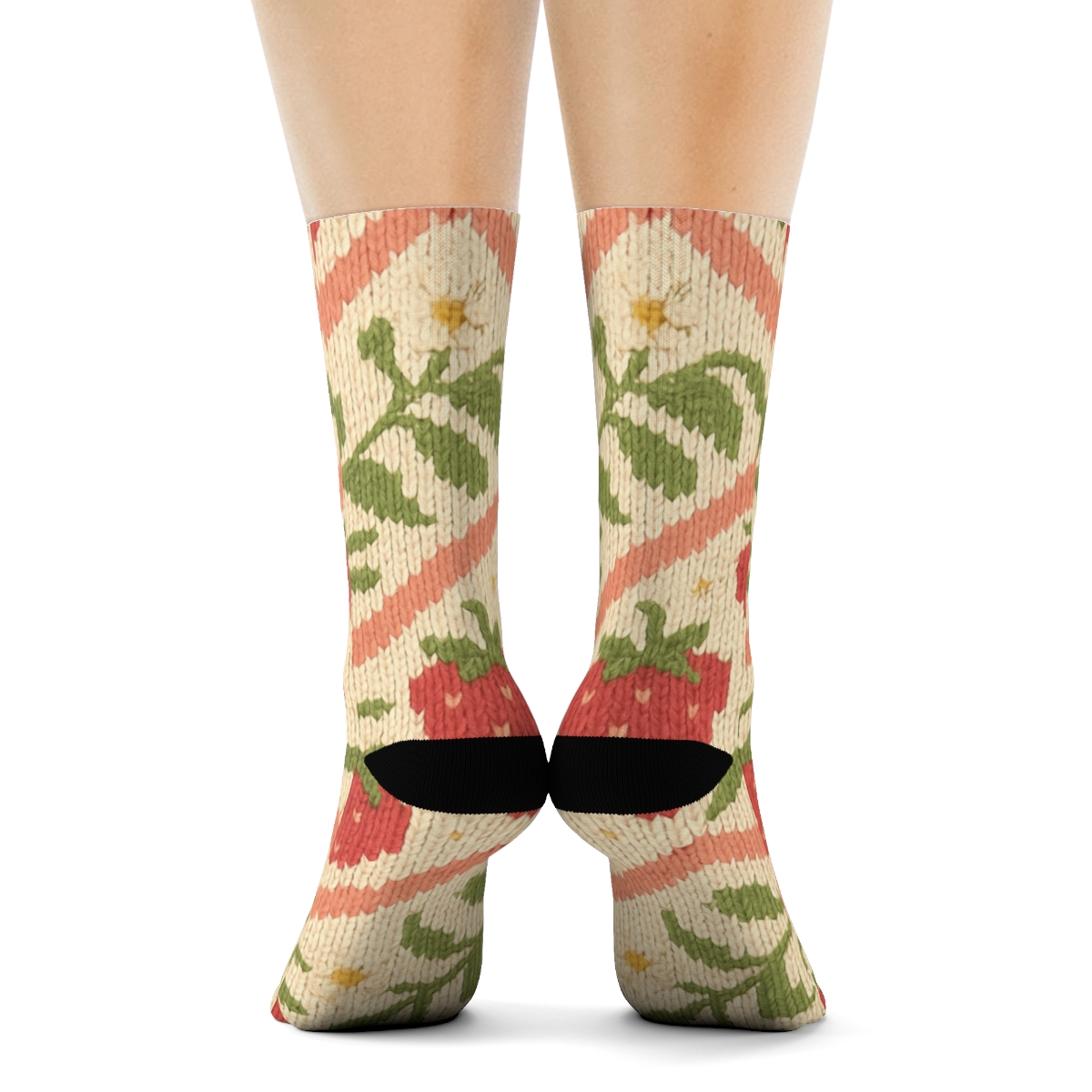 Soft Knit Strawberry Blossom Chevron personalized crew socks