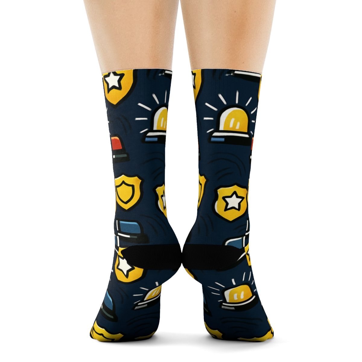 Night Shift Police Officer Light Bar Tessellation designer printed crew socks