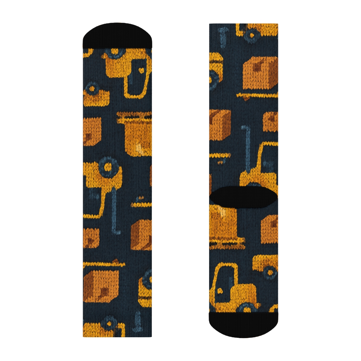 Warehouse Worker Forklift Knit Grid stylish athletic crew socks