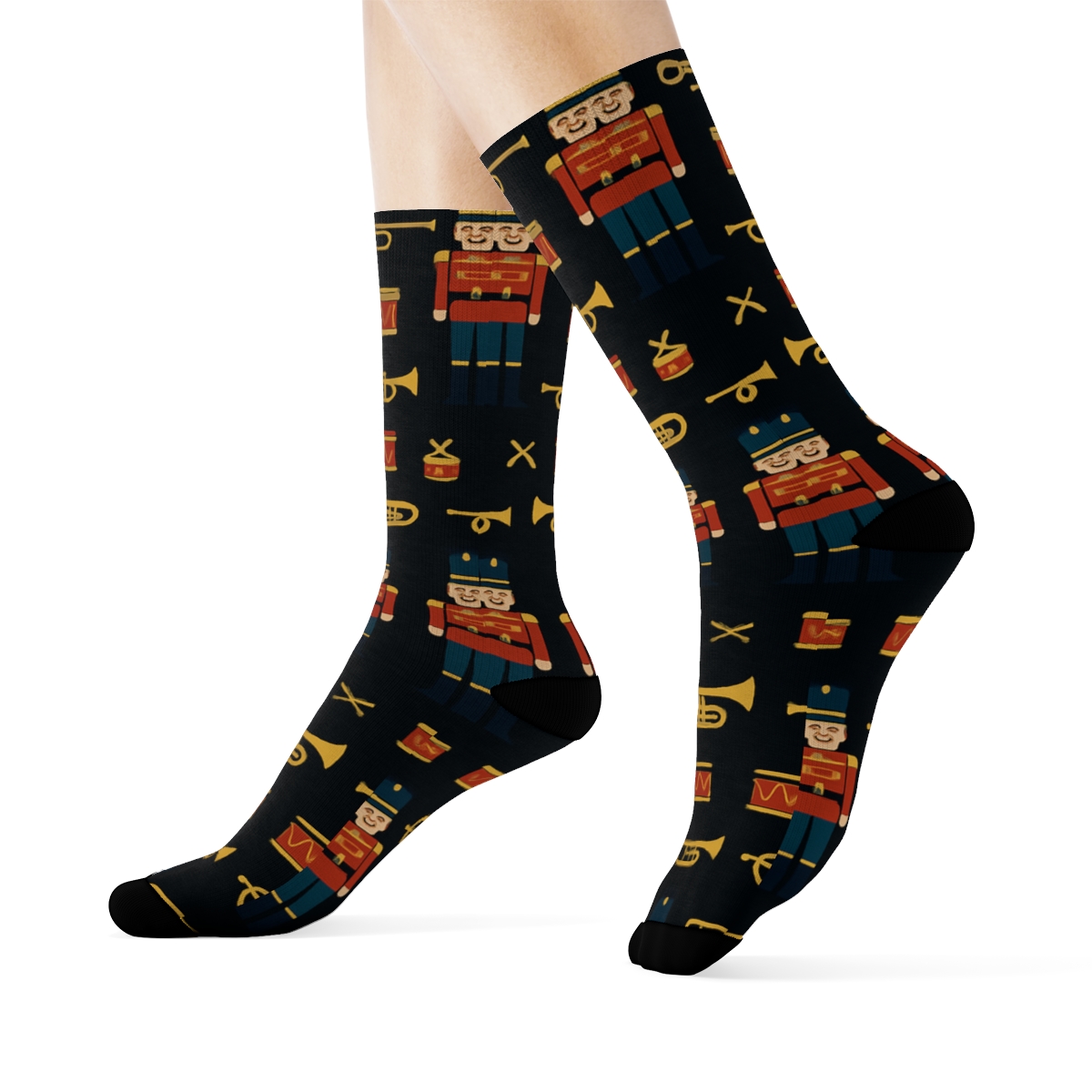 Nutcracker Parade Holiday Bands premium sports crew socks