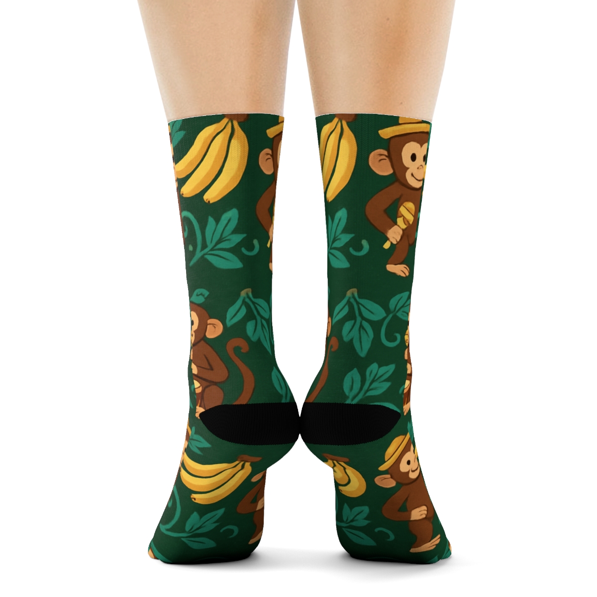 Treetop Carnival Ape Pattern Bands custom crew socks