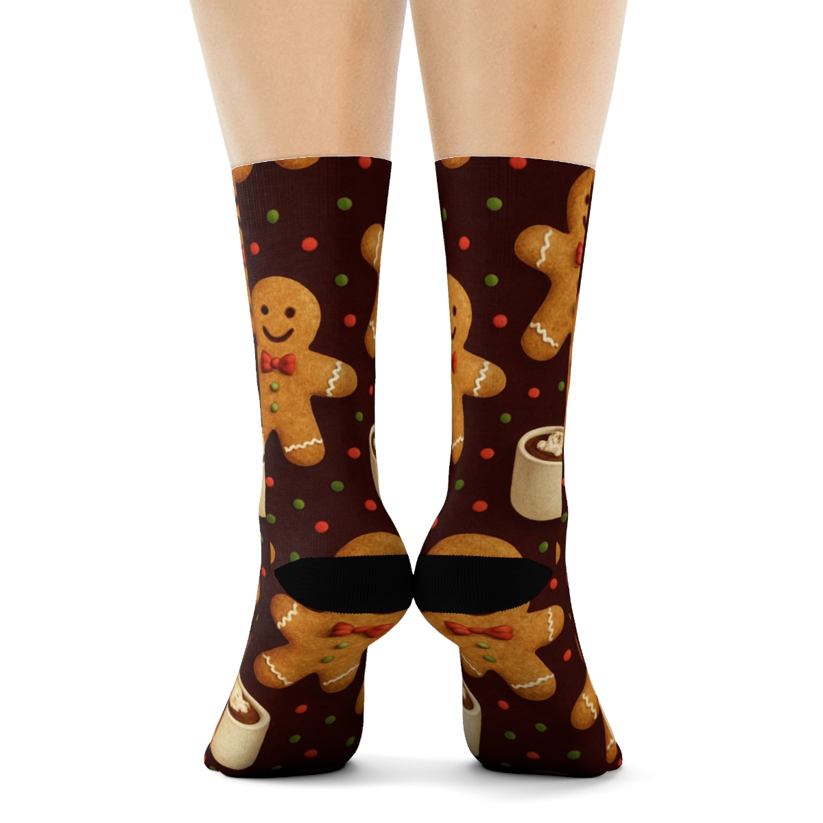 Gingerbread Cookies In Holiday Collage Scatter premium sports crew socks