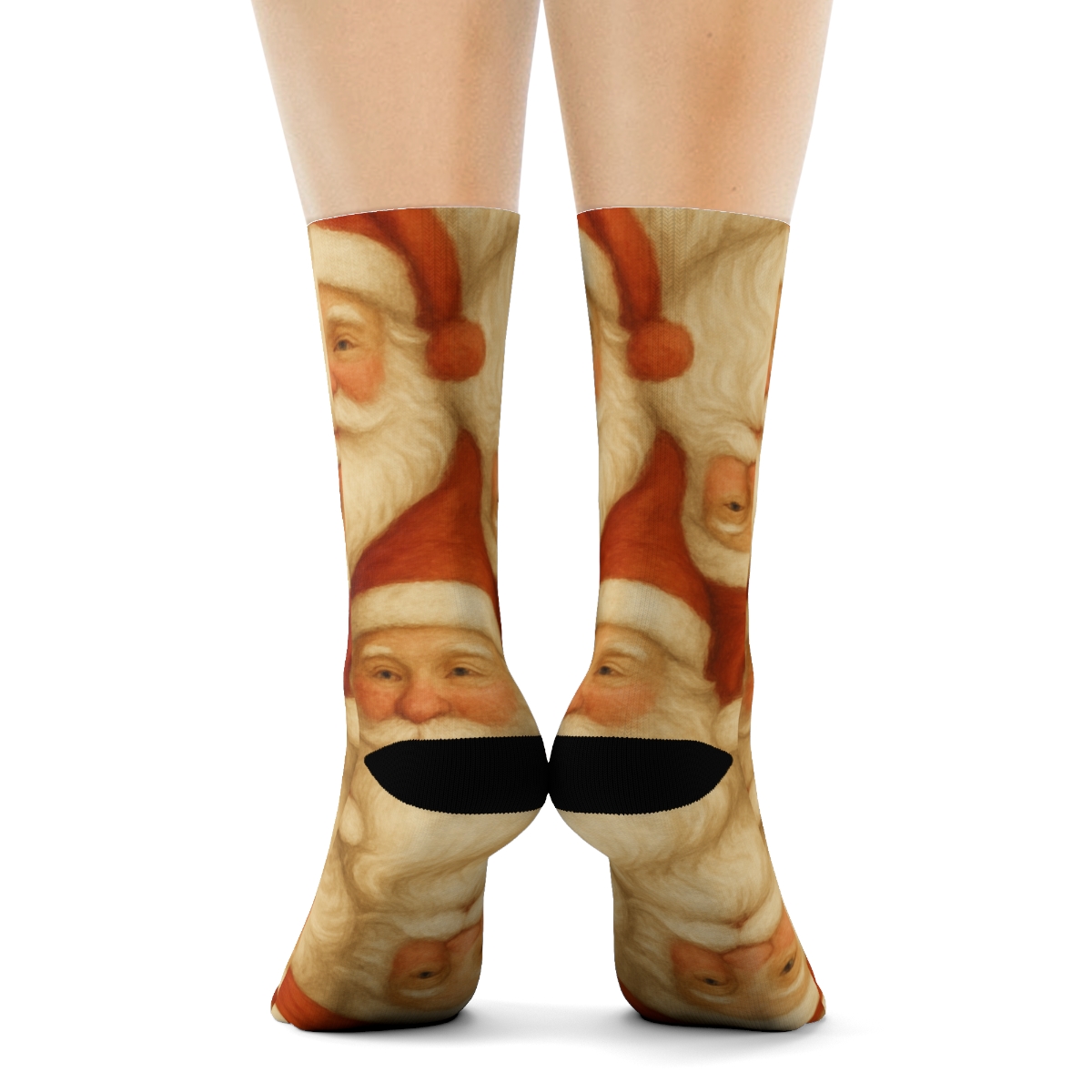 Beard-Tessellated Santa Portrait Field designer printed crew socks