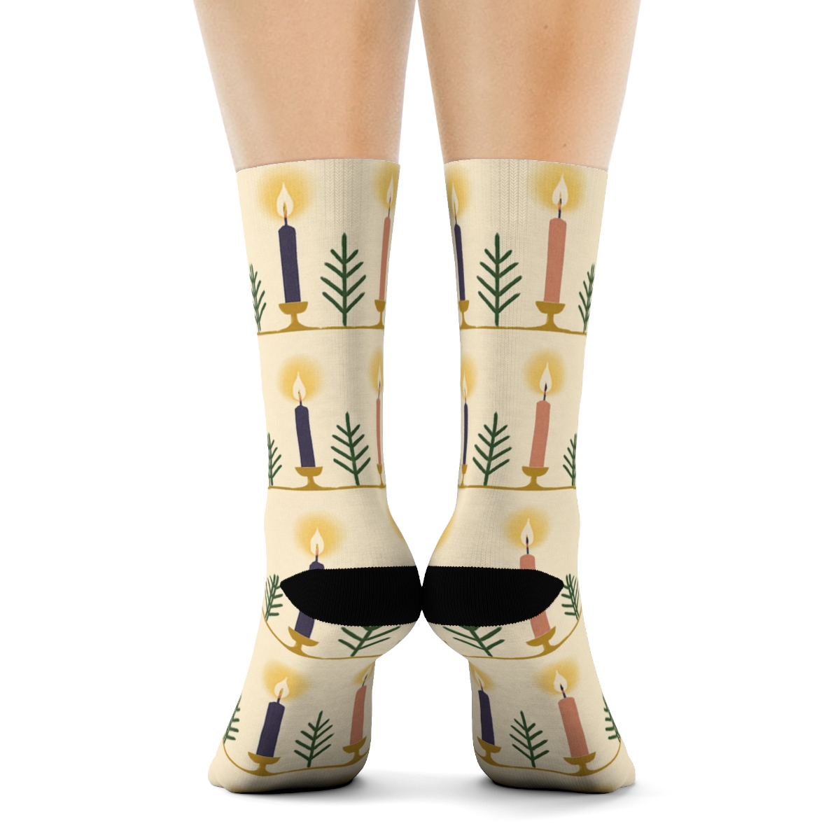 Midnight Mantel Glow With Advent Candles Motif unique graphic crew socks