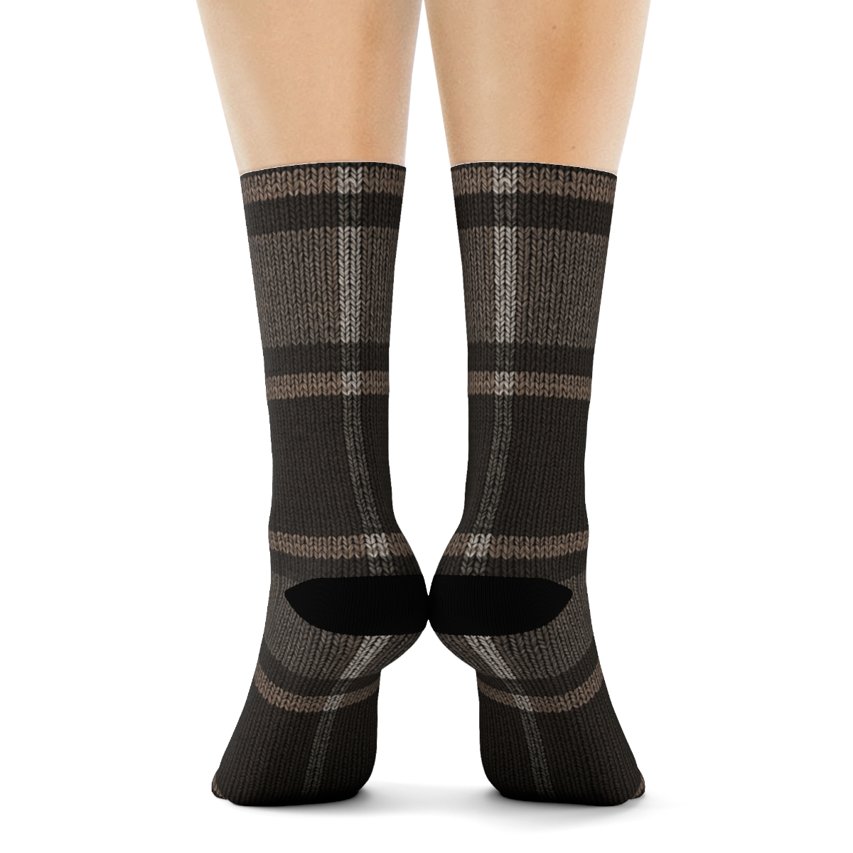 Micro Check Texture With Tonal Stripe Bands premium sports crew socks