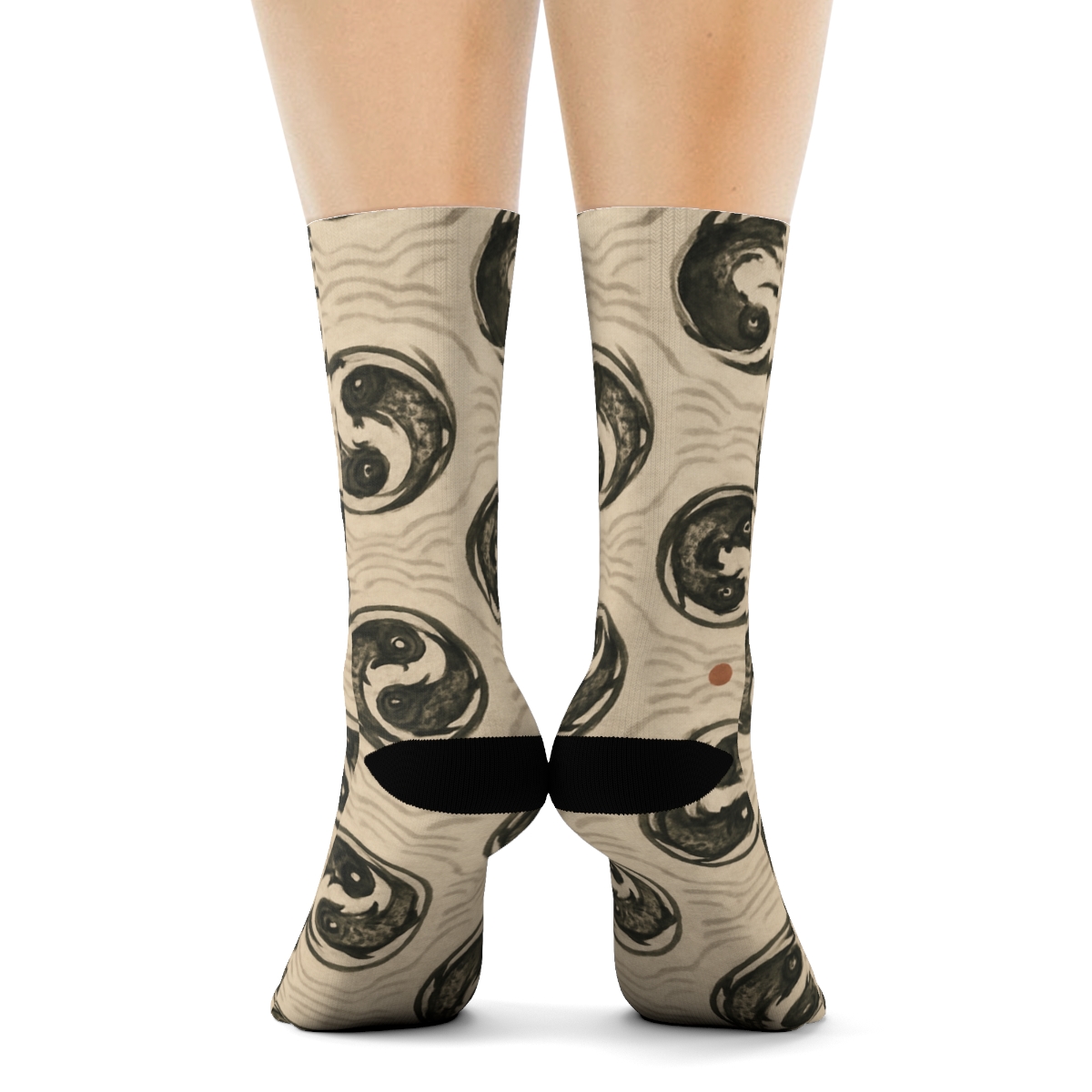 Ivory Ink Poster Mandala Rings Of Dual Koi trendy patterned crew socks