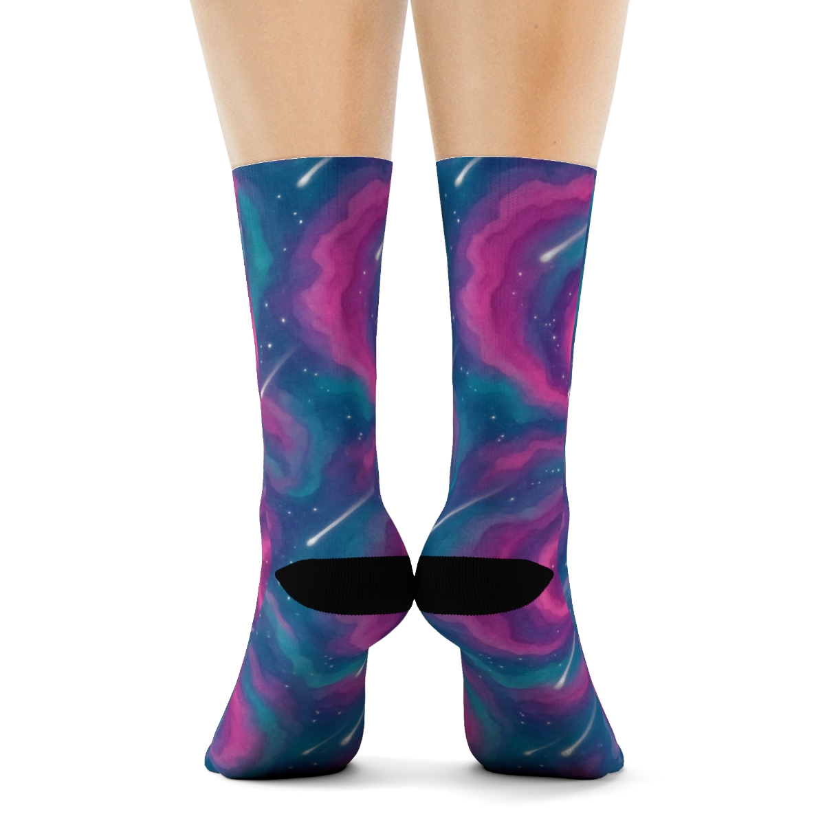 Neon Nebula Watercolor Swirl soft everyday crew socks
