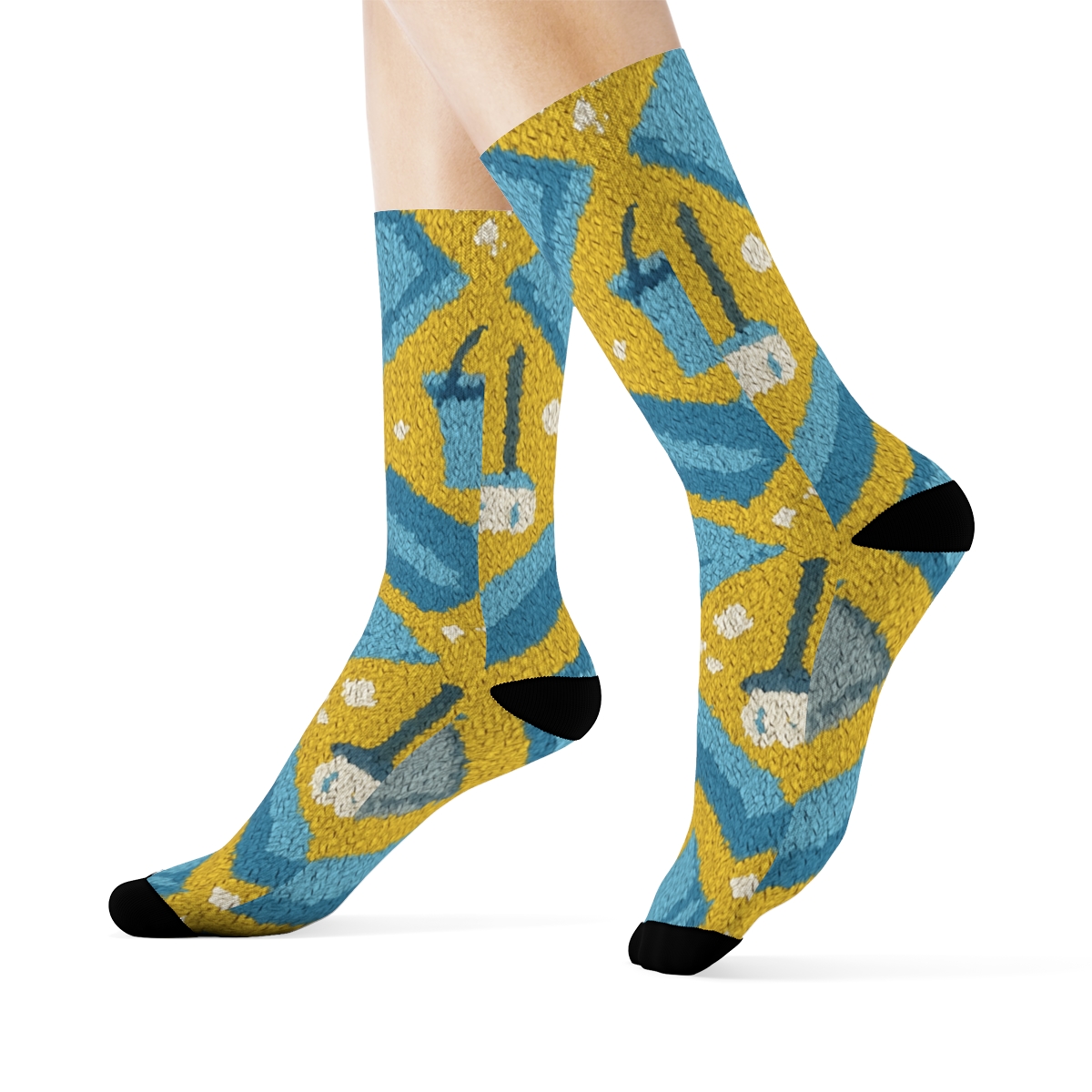 Custodian-Inspired Tile Mop Chevron unique graphic crew socks