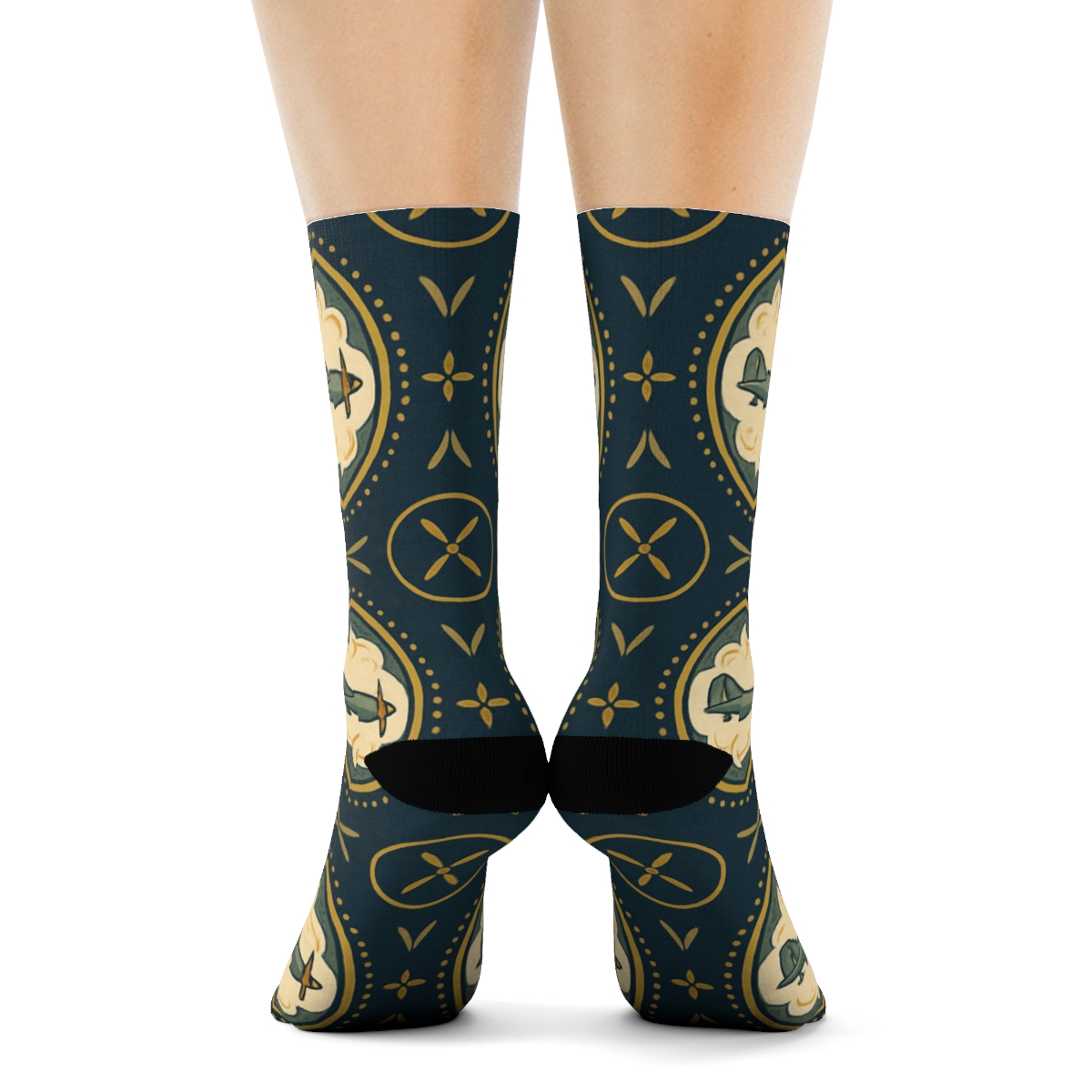 Vintage Airplane Medallions For The Pilot trendy patterned crew socks