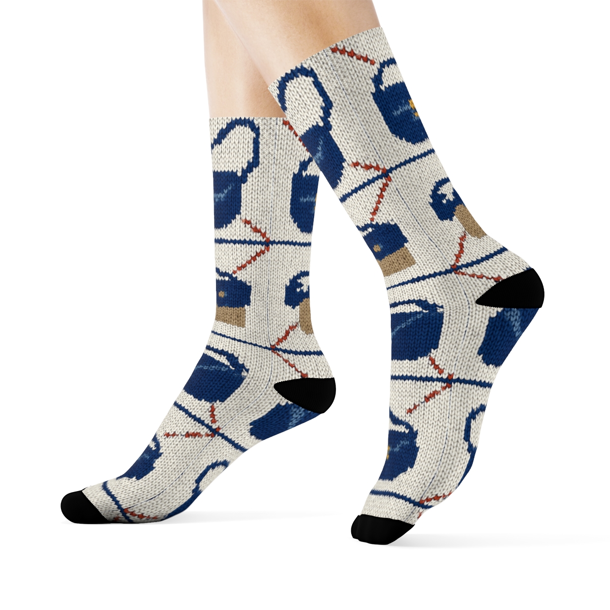 Delivery Route Patchwork With Postal Worker Icons designer printed crew socks