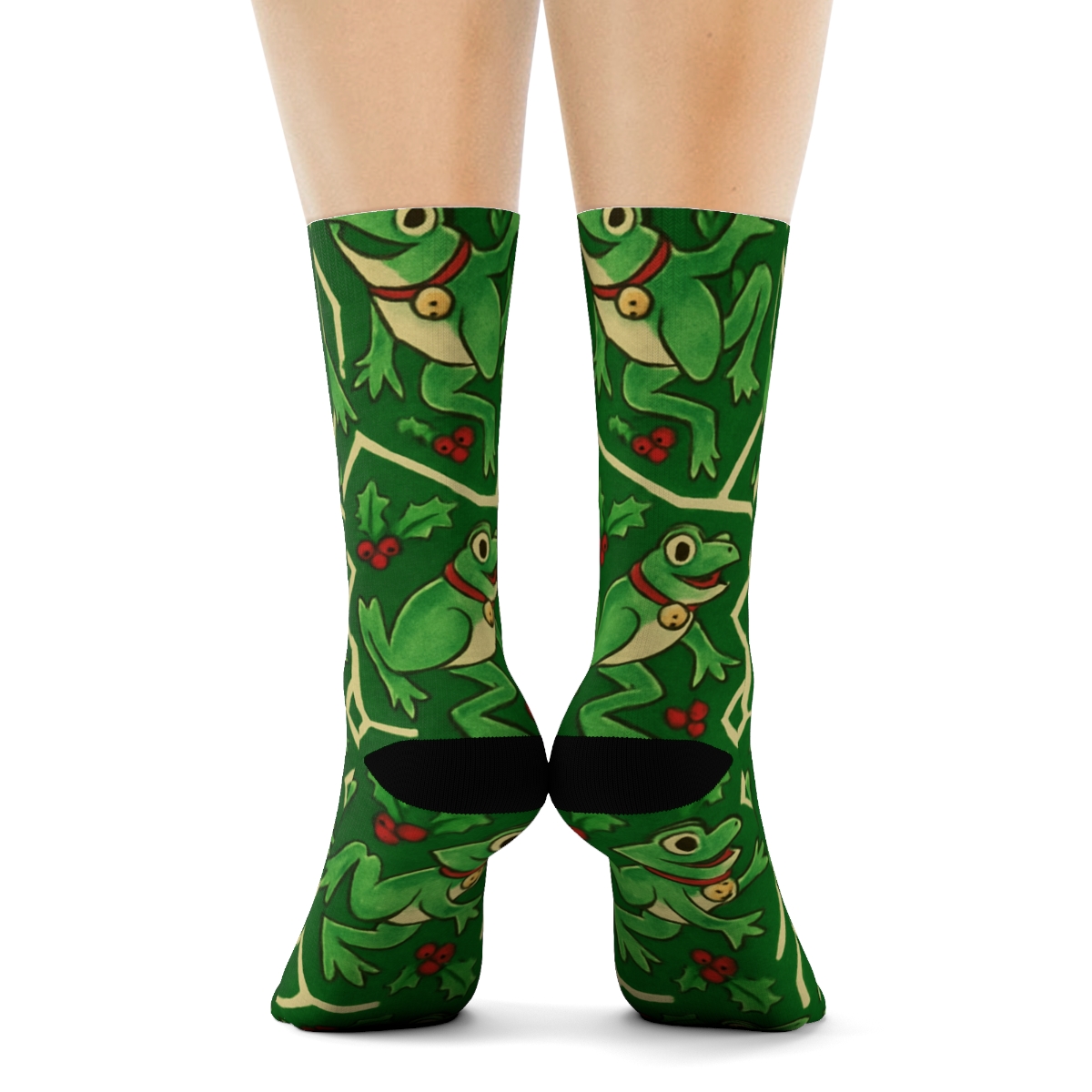 Frog Sleigh Bell Mosaic custom crew socks