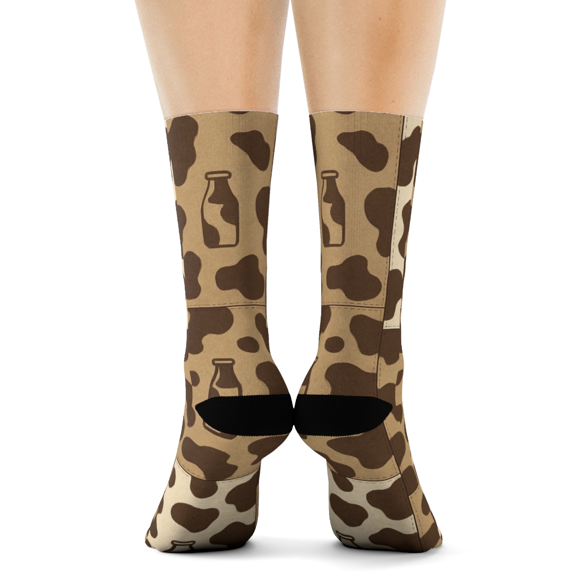 Retro Milk Label Patchwork With Sepia Spots custom crew socks