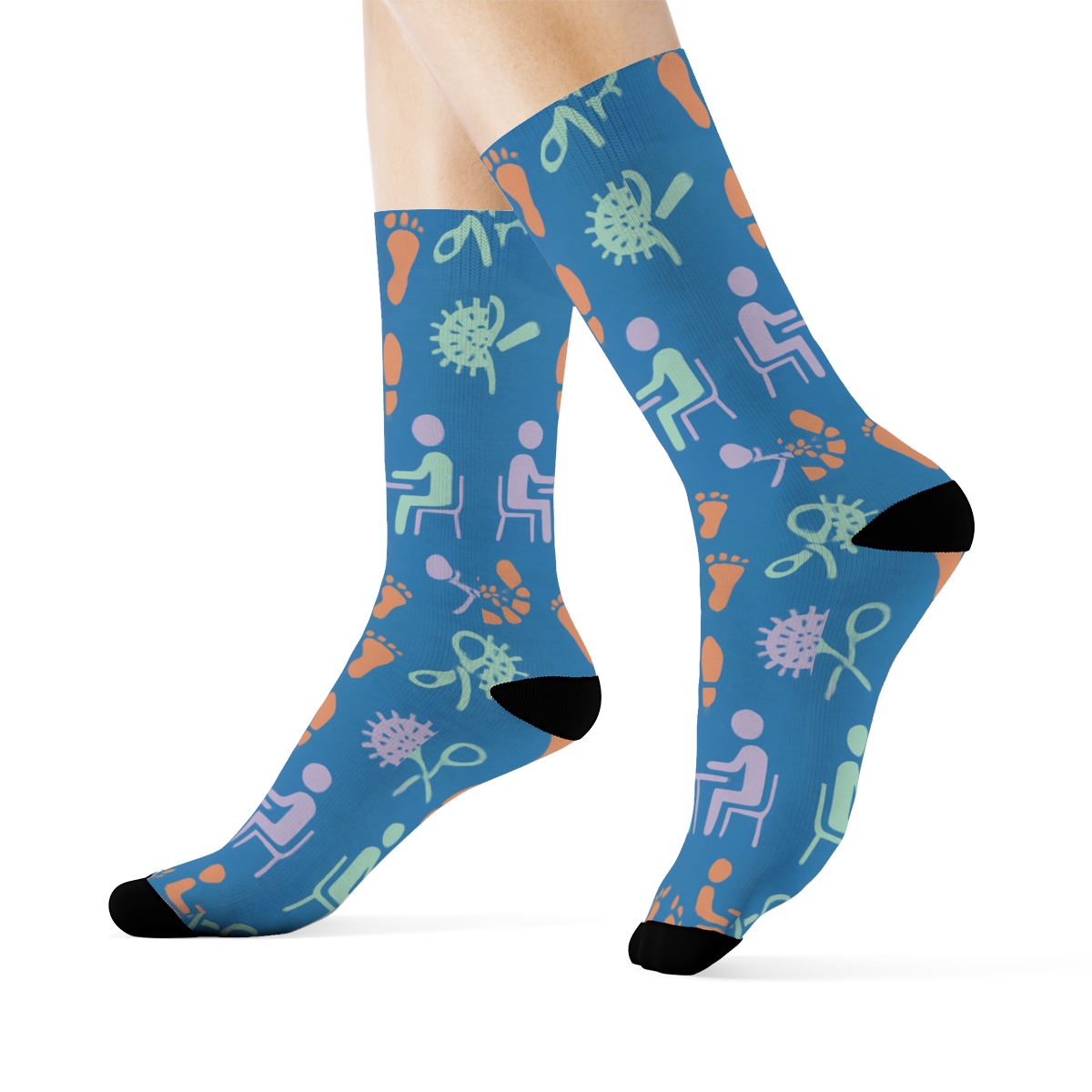 Therapy Session Icons In Occupational Therapist Tessellation comfortable cotton crew socks