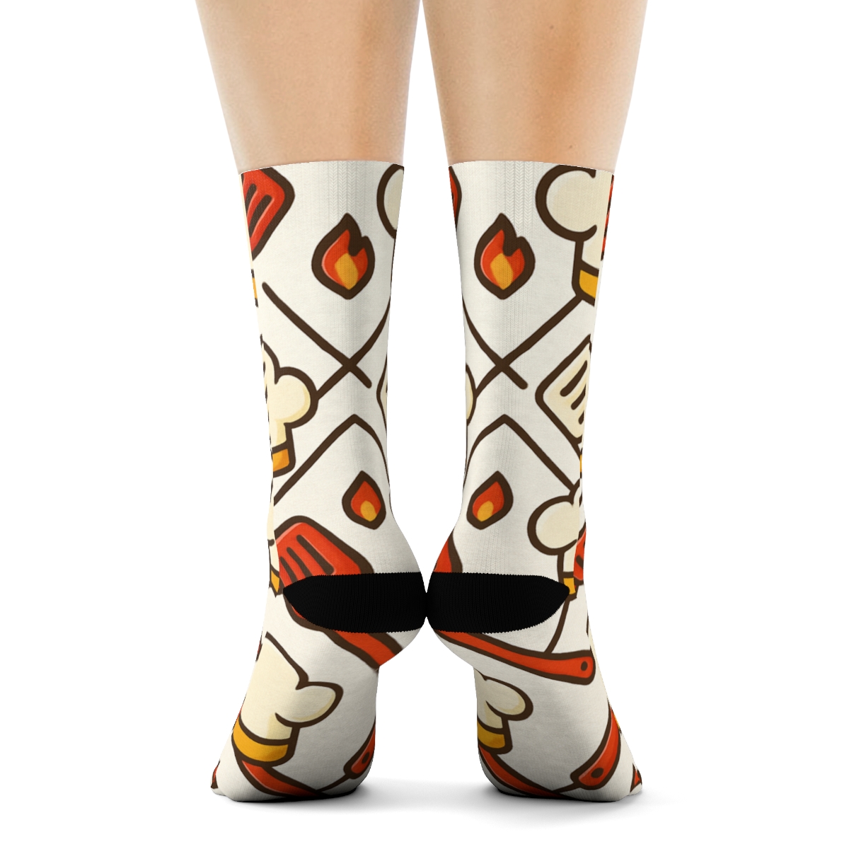 Chef Hat Lattice In Tomato Red trendy patterned crew socks