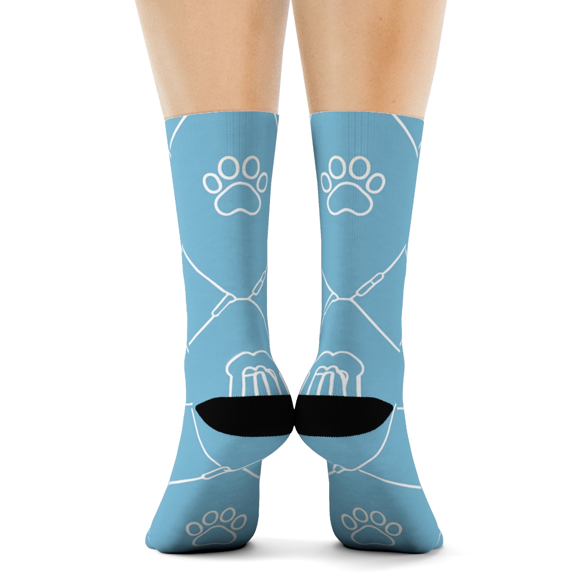Minimal Leash Lattice With Animal Control Officer Icons designer printed crew socks