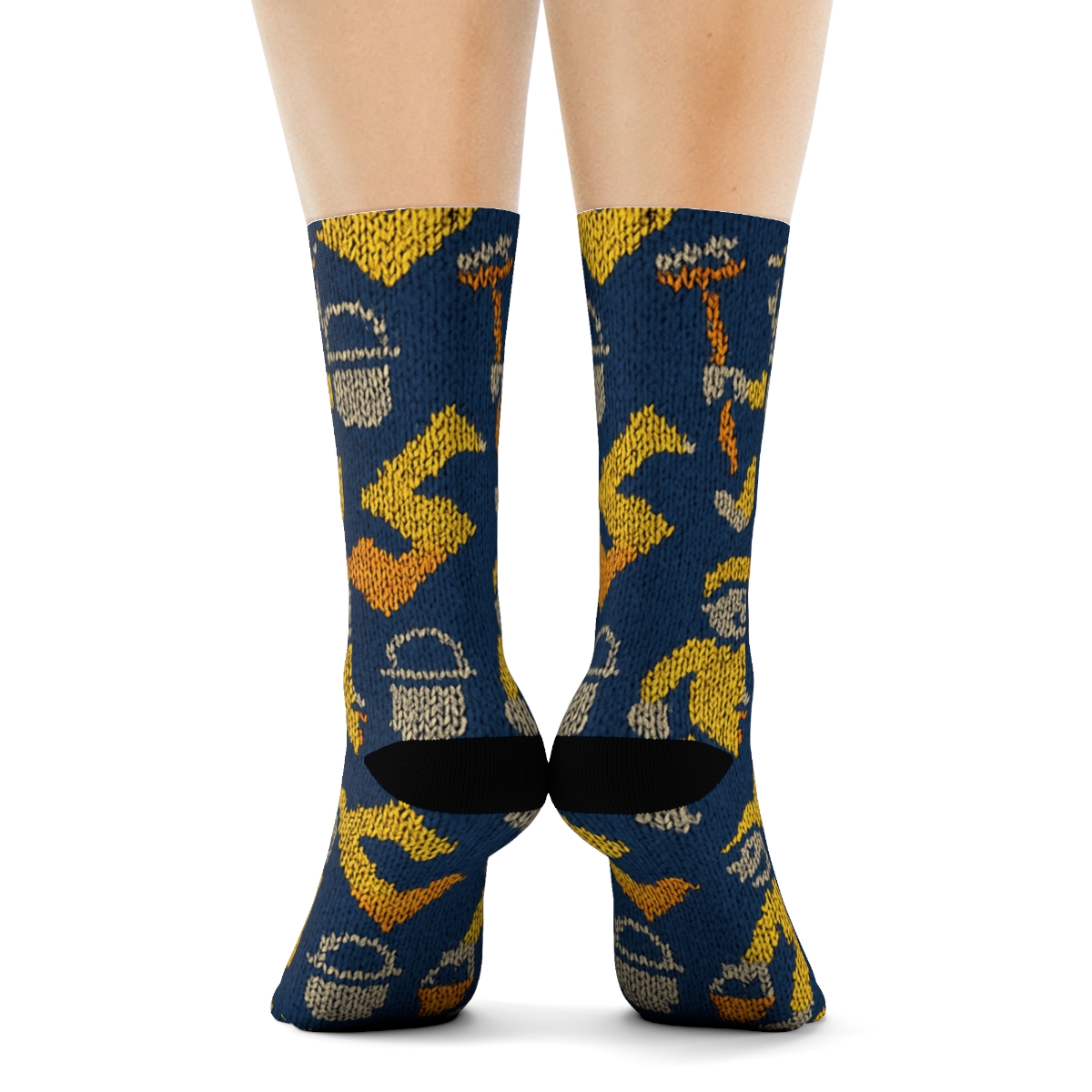 Knitted Pattern Illusion With Janitor Mop Parade premium sports crew socks