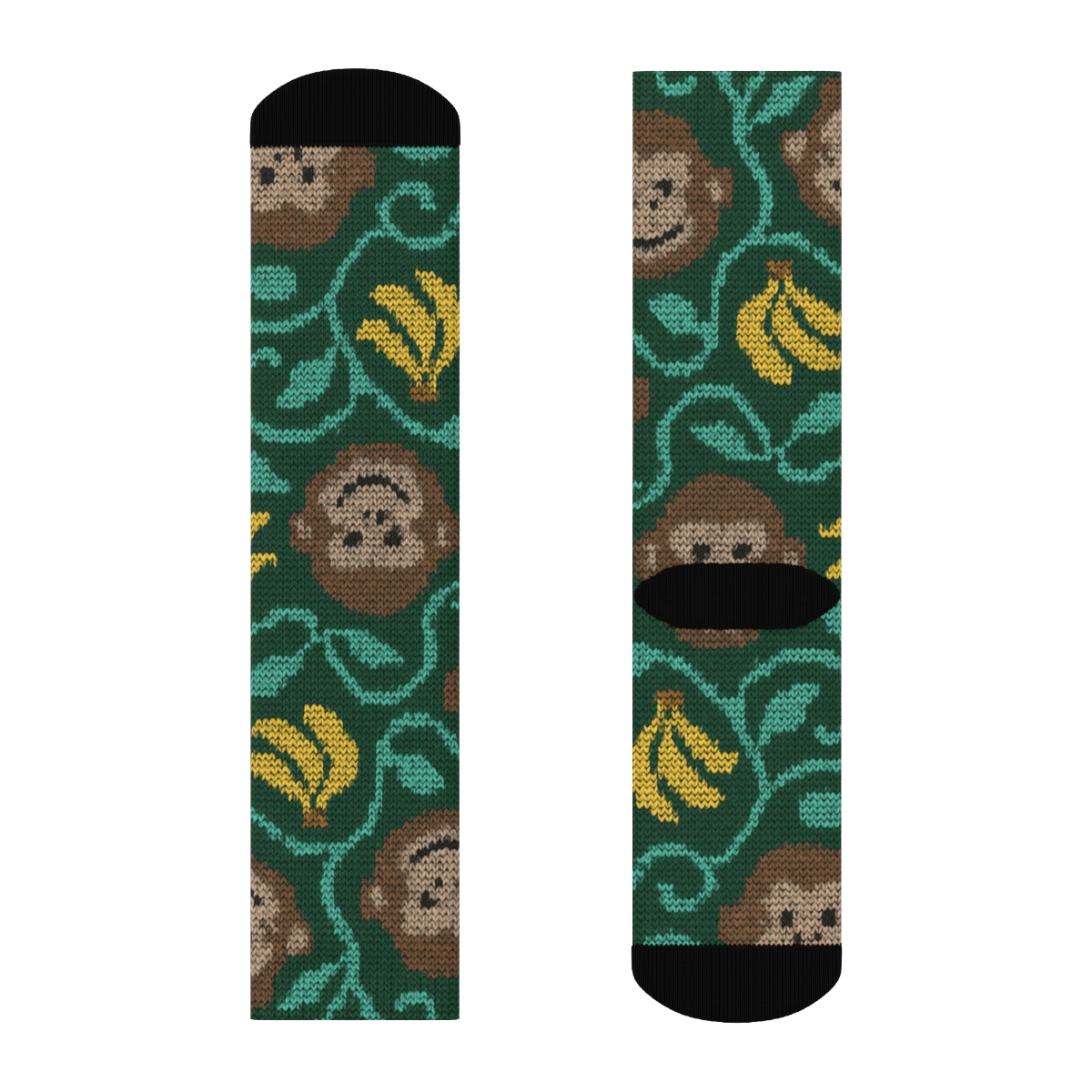 Knitted Jungle Tiles Ape Edition personalized crew socks