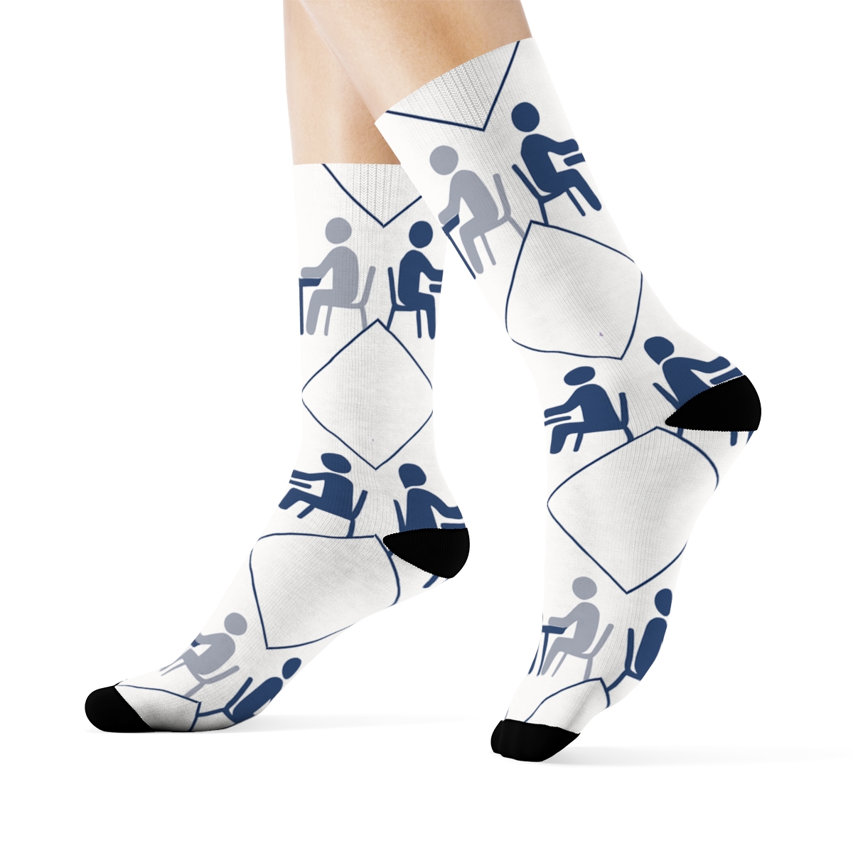 Diagonal Lattice With Occupational Therapist Session Silhouettes personalized crew socks