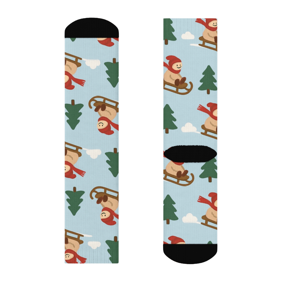 Sled Ride Rhythm Holiday stylish athletic crew socks