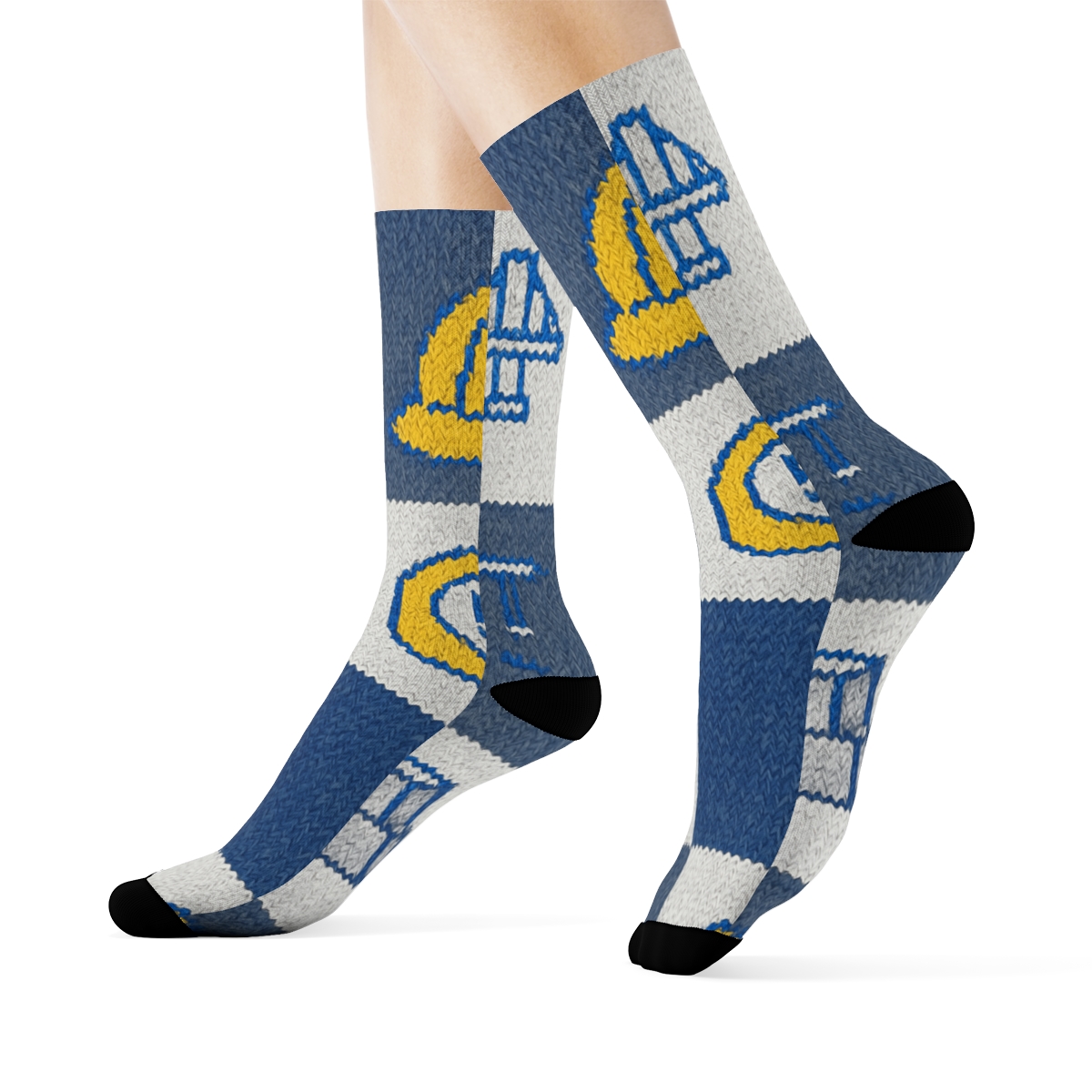 Blueprint Patchwork For The Civil Engineer unique graphic crew socks