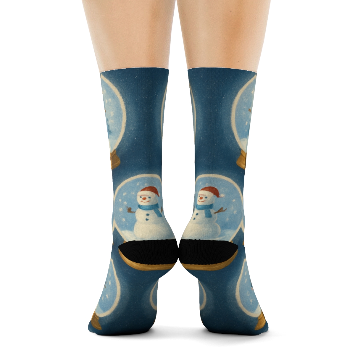 Snow Globe Panorama Christmas designer printed crew socks