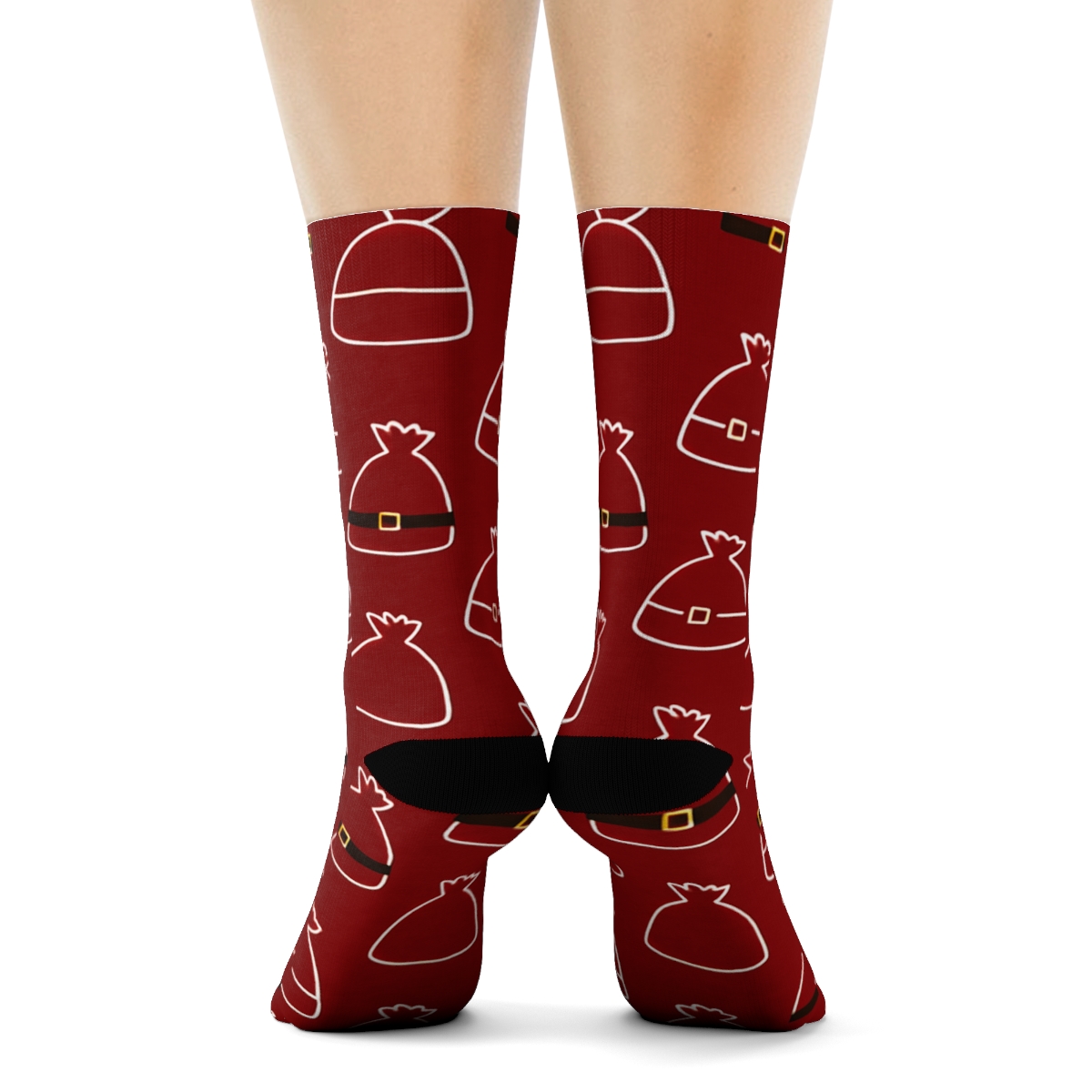 Toy Sack Silhouette Pattern Santa Edition stylish athletic crew socks