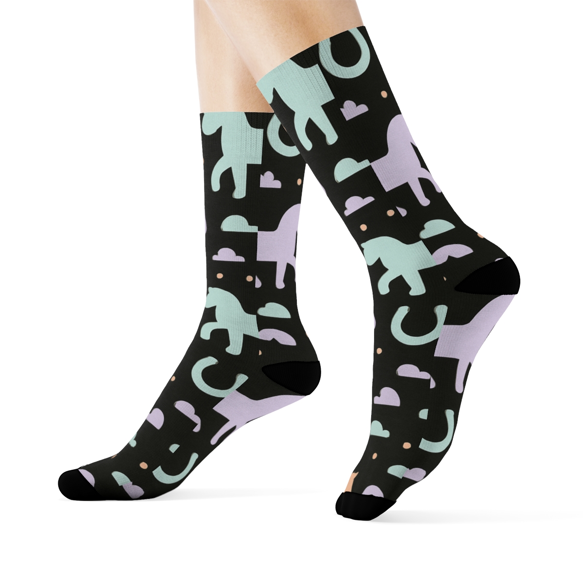 Minimalist Grid With Pony Silhouettes custom crew socks