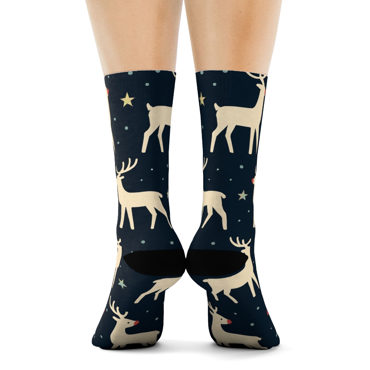 Scarlet Nose Starfield Pattern Rudolph stylish athletic crew socks