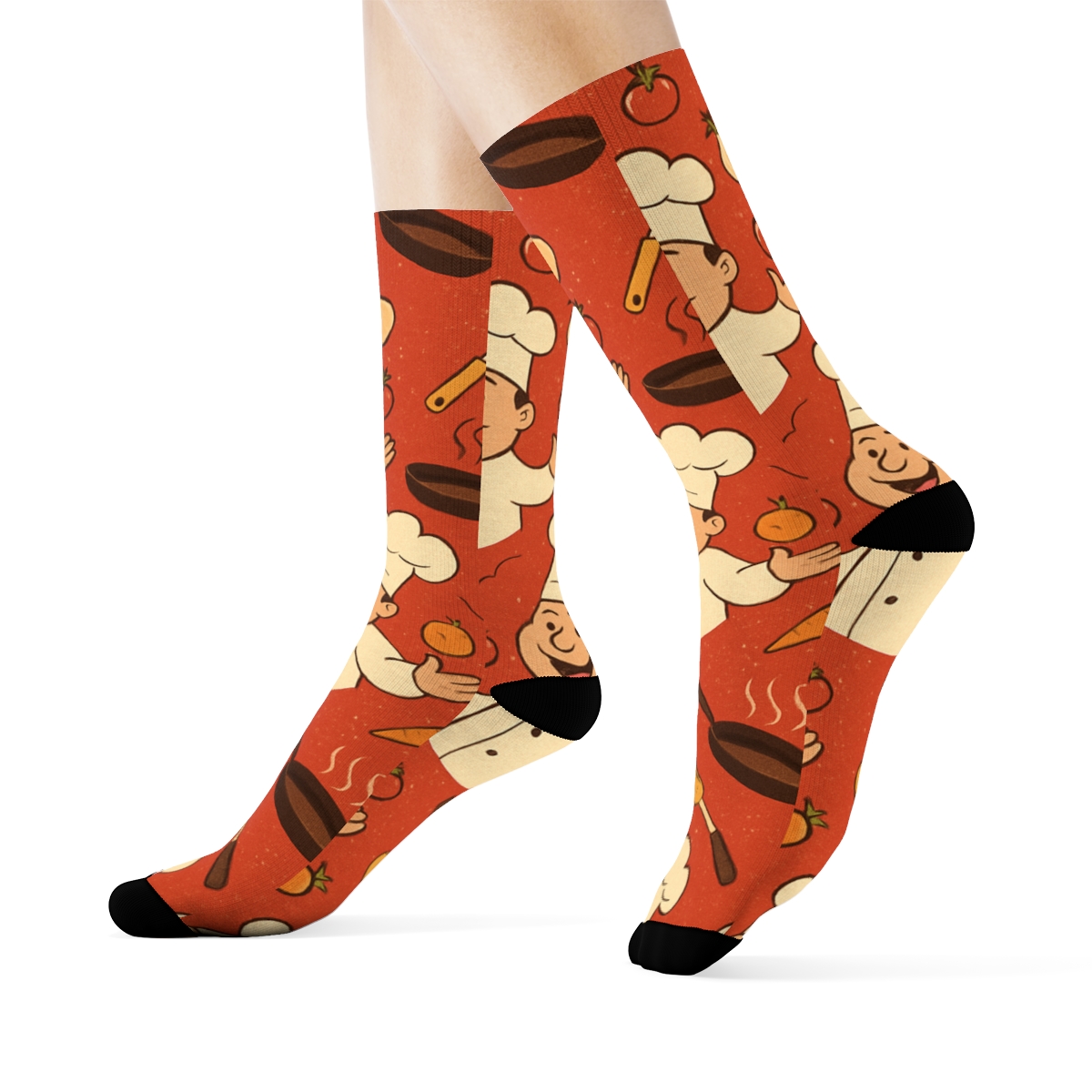 Chef Juggling Veggie Tile Parade stylish athletic crew socks