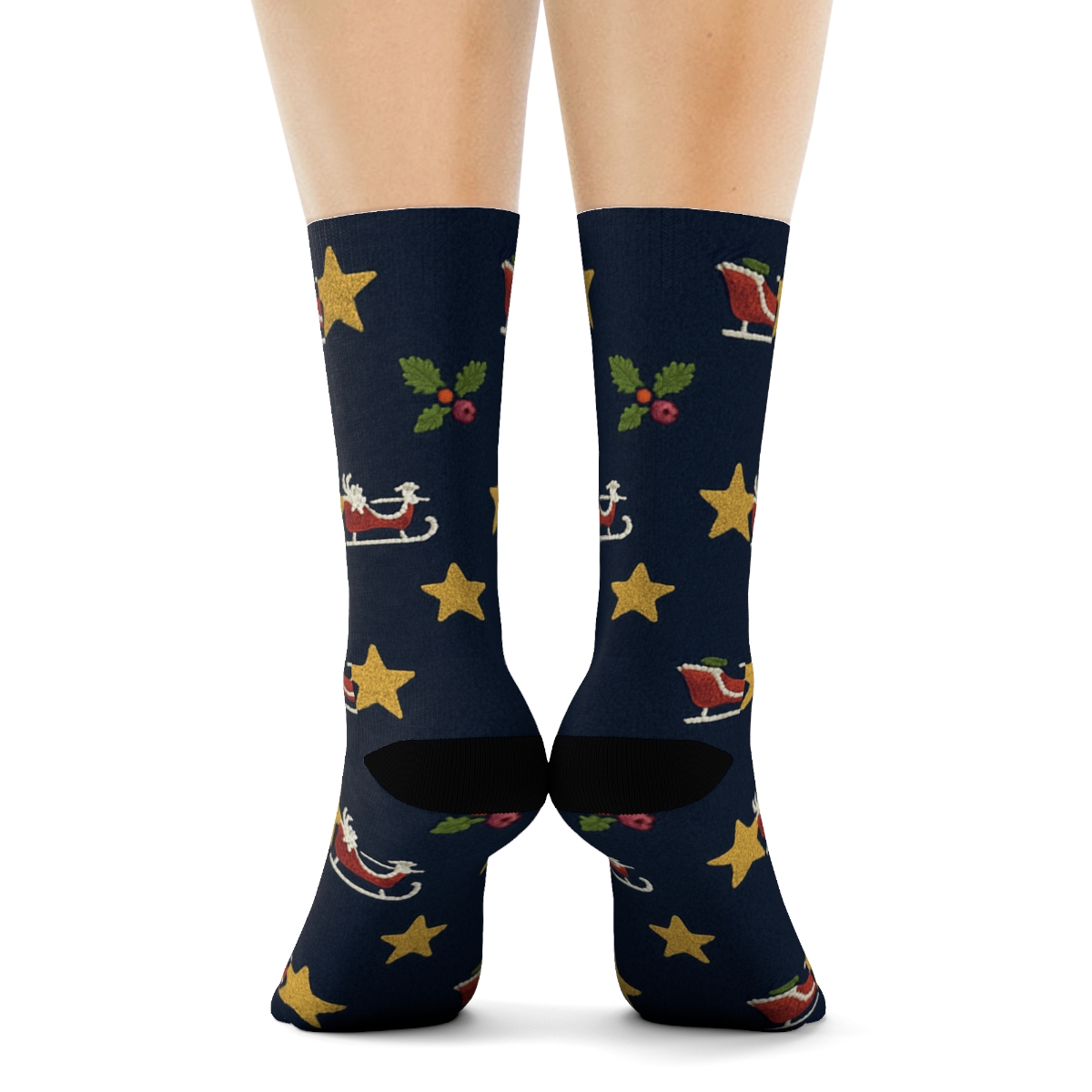 Christmas Starfield Grid trendy patterned crew socks