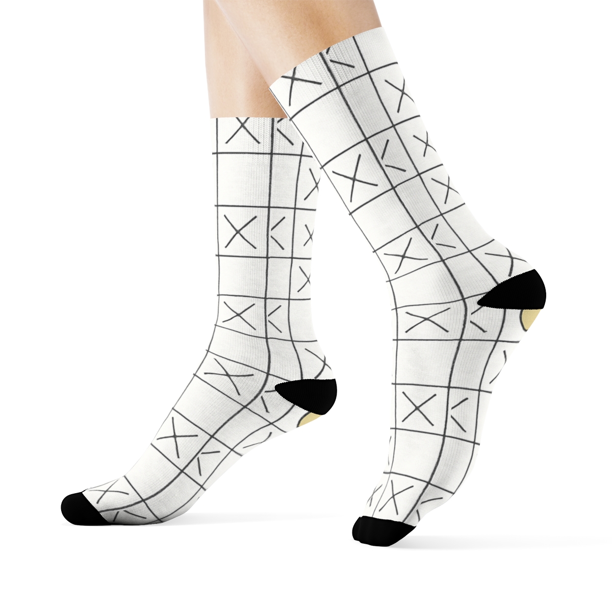 Minimal Tic Tac Toe Weave Seamless Print With Valentines Xo Icons soft everyday crew socks