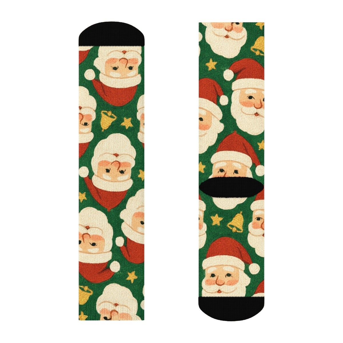 Santa Face Tessellation On Green custom crew socks