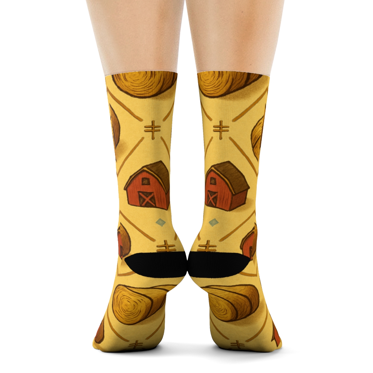Hay Bale Lattice With Rancher Charm comfortable cotton crew socks