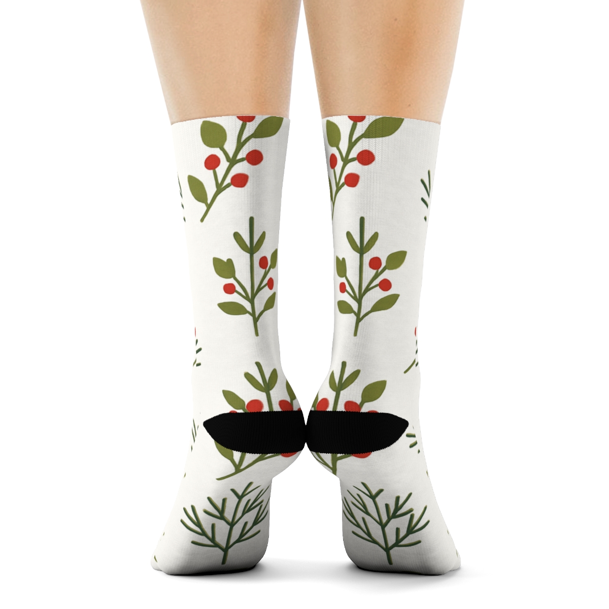 Minimalist Lattice With Evergreen Branches personalized crew socks