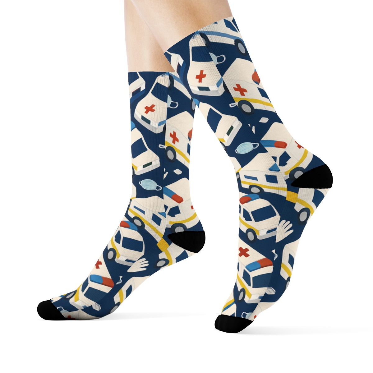 Night Shift Siren Tessellation Paramedic trendy patterned crew socks