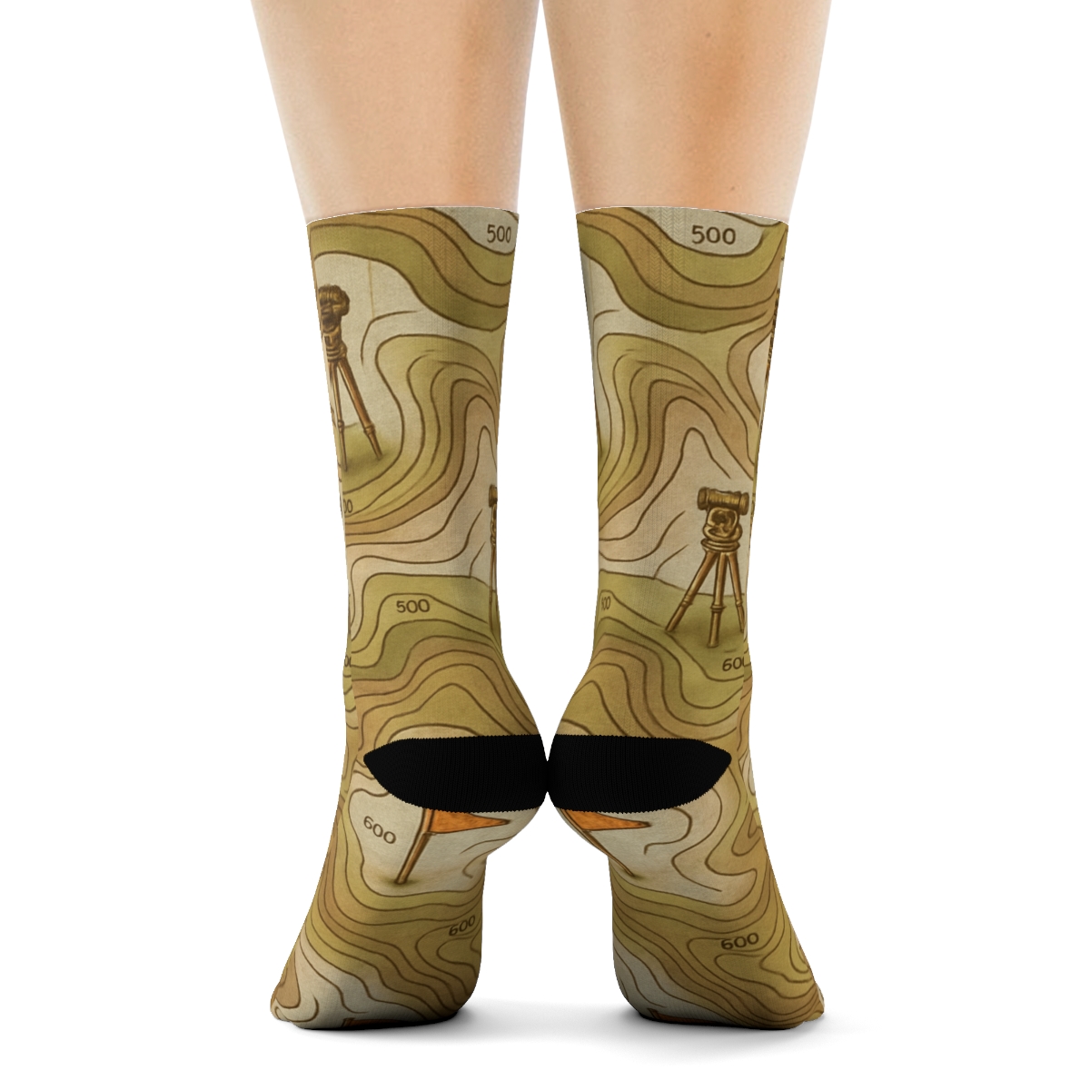 Topographic Collage For Surveyor Field Flags premium sports crew socks