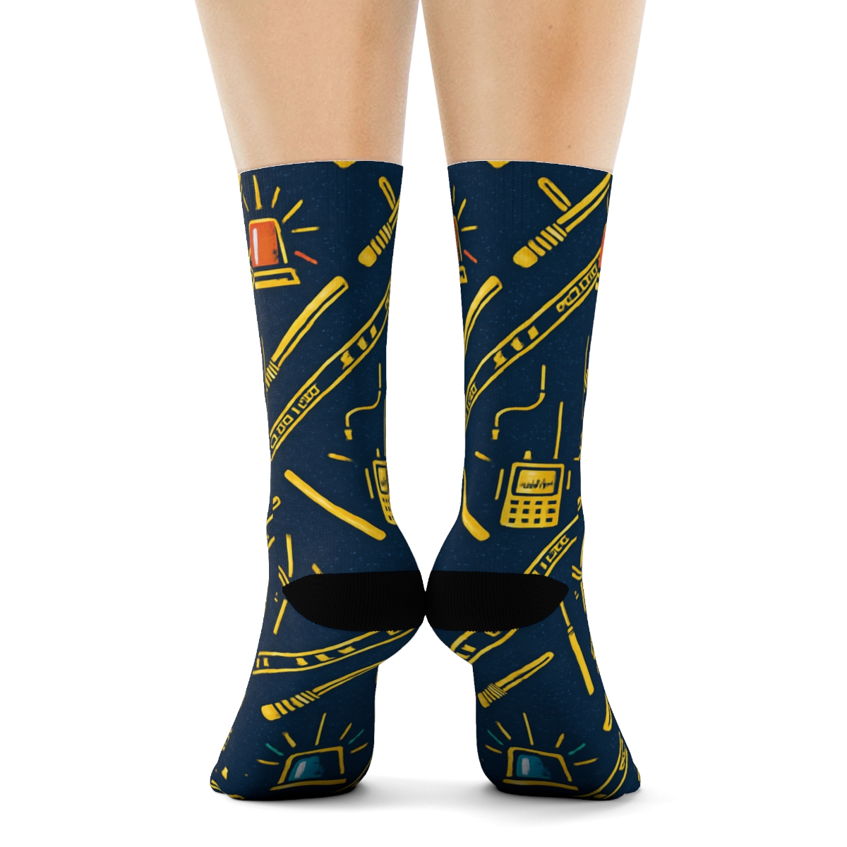 Night Shift Chevron Weave Police Officer Pattern soft everyday crew socks