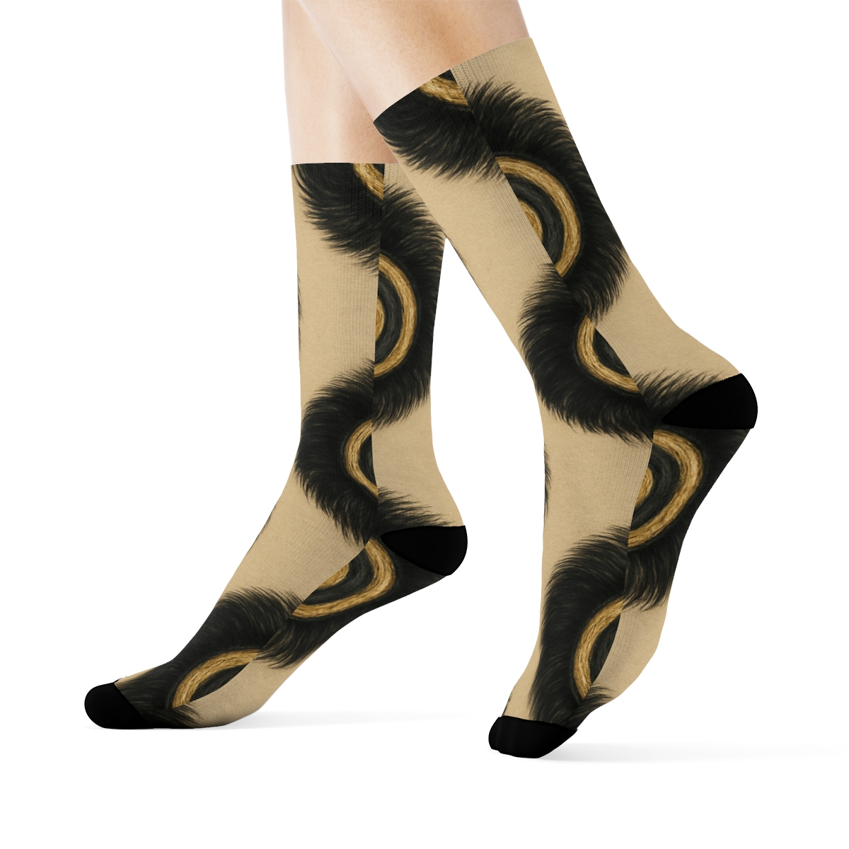 Oversized Medallion Spots On Neutral Background unique graphic crew socks