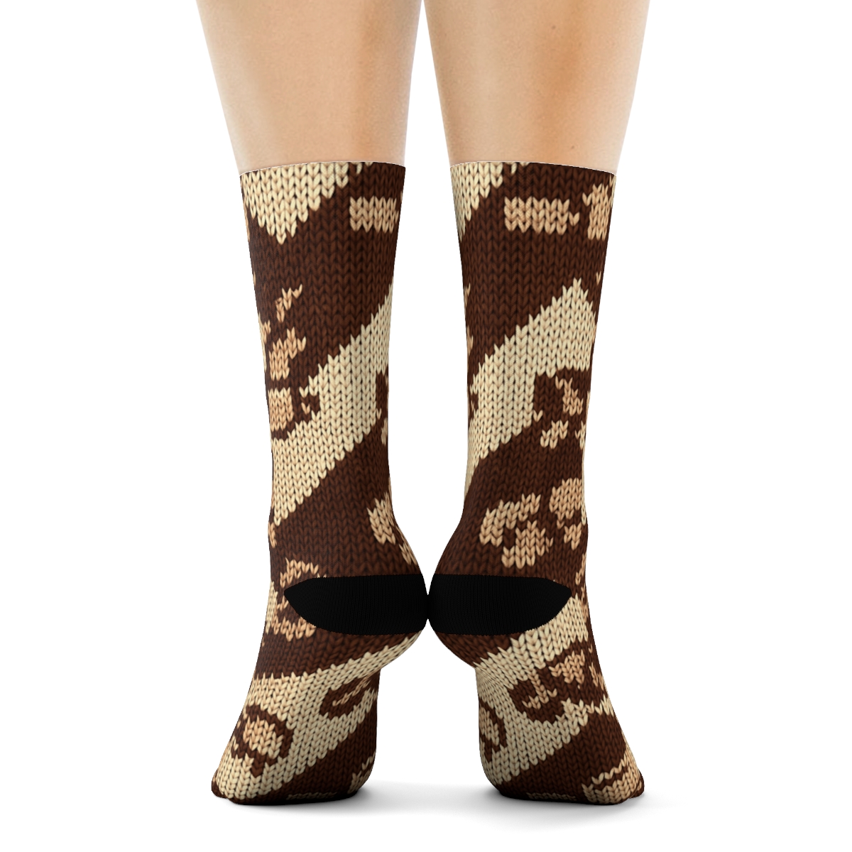 Barista Bean Chevron On Cream Field designer printed crew socks