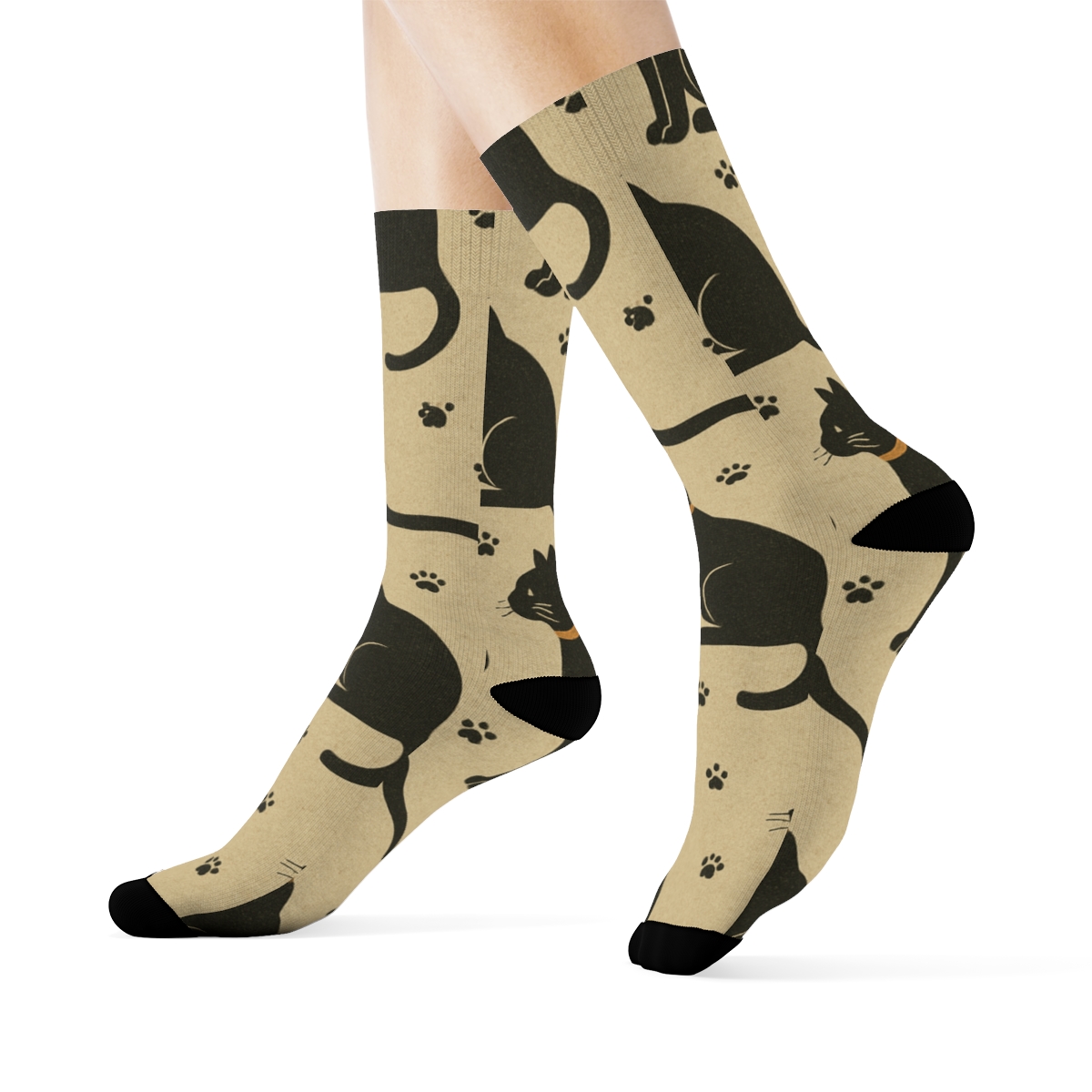 Vintage Poster Cat Silhouette Tessellation custom crew socks